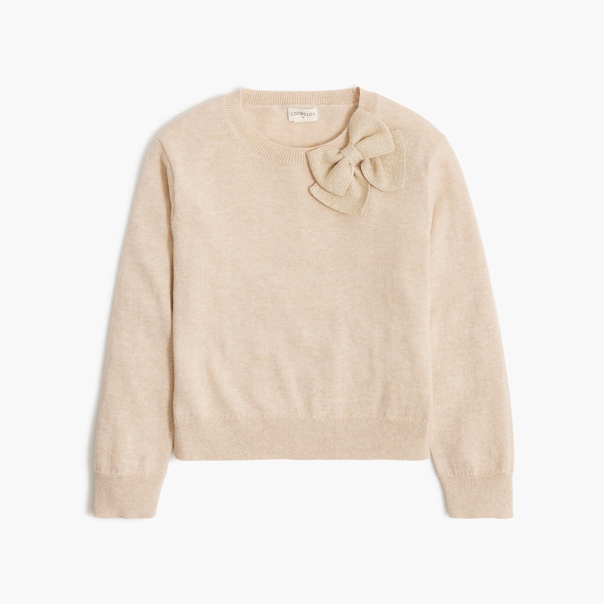 Girls' metallic bow sweater