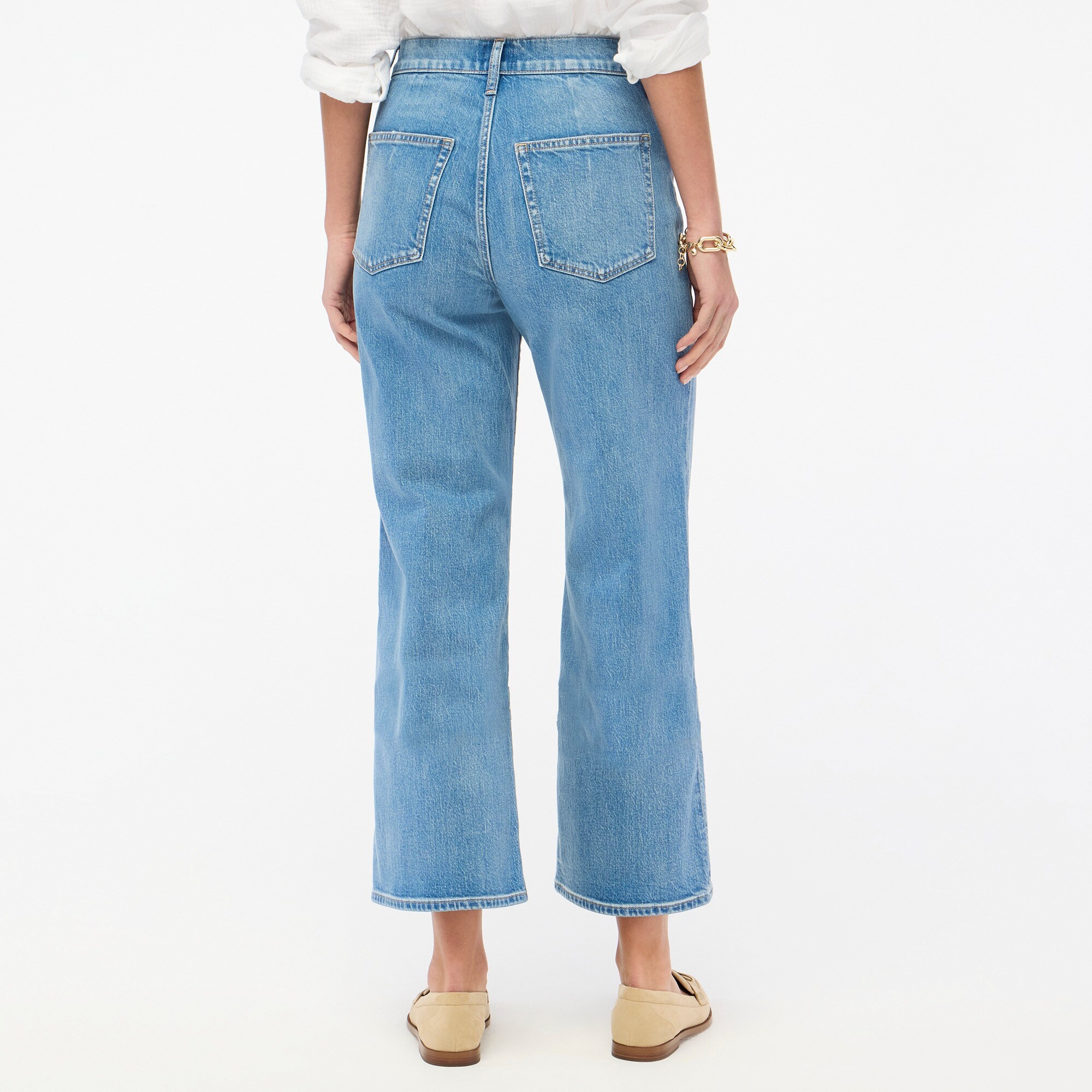 Cropped wide-leg patch-pocket jean in all-day stretch