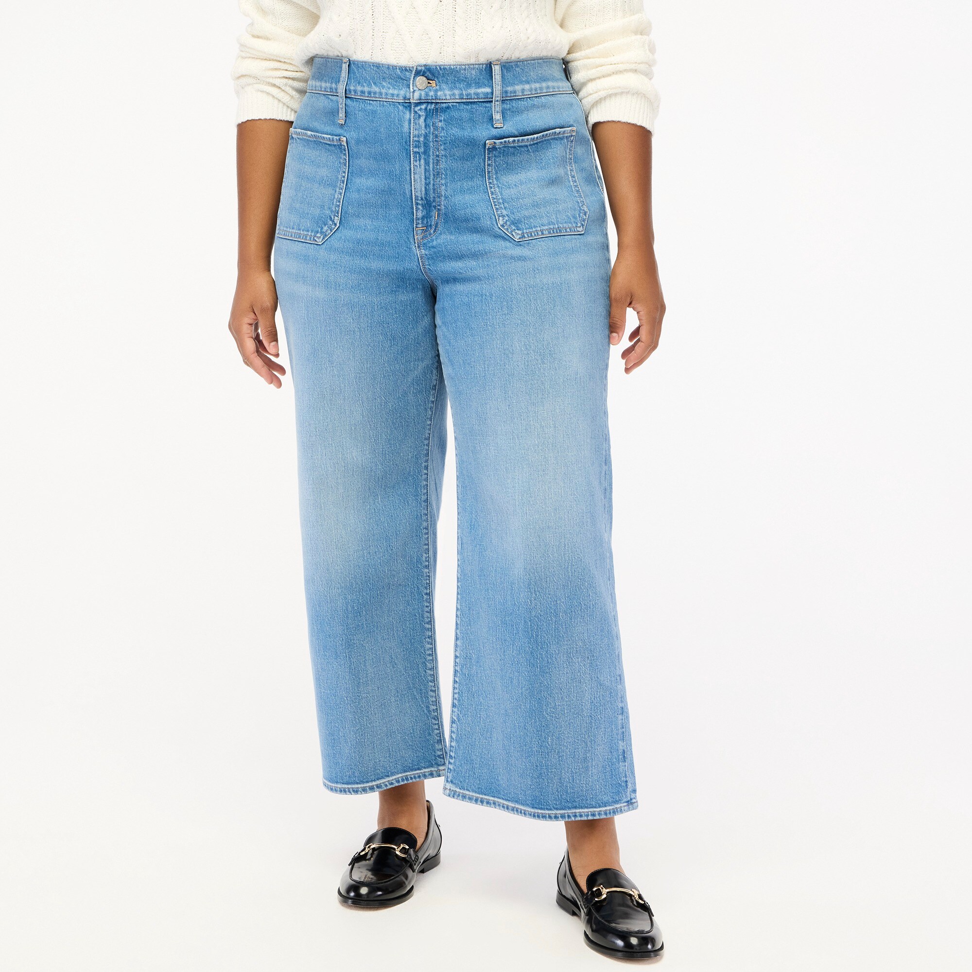 Cropped wide-leg patch-pocket jean in all-day stretch