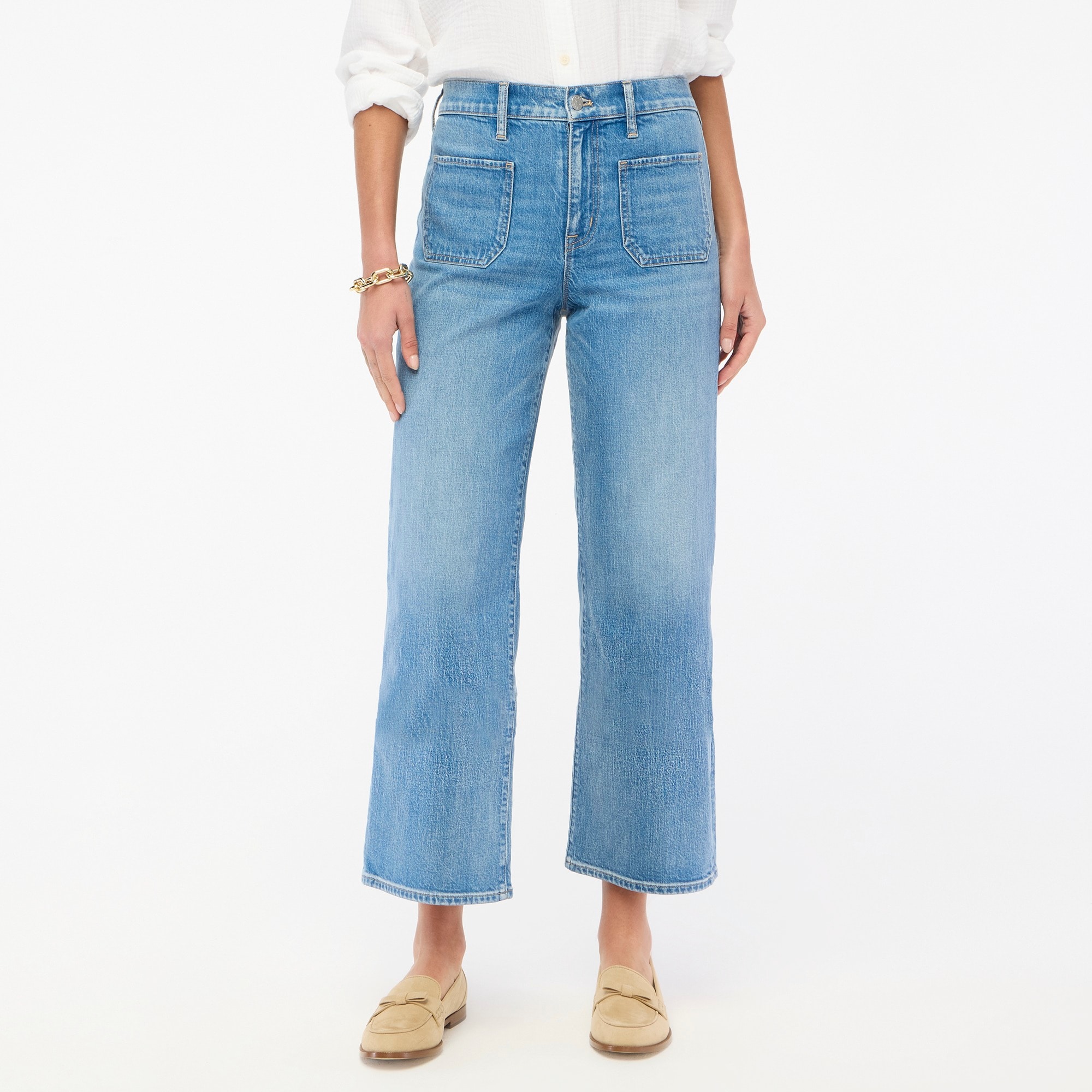 womens Cropped wide-leg patch-pocket jean in all-day stretch