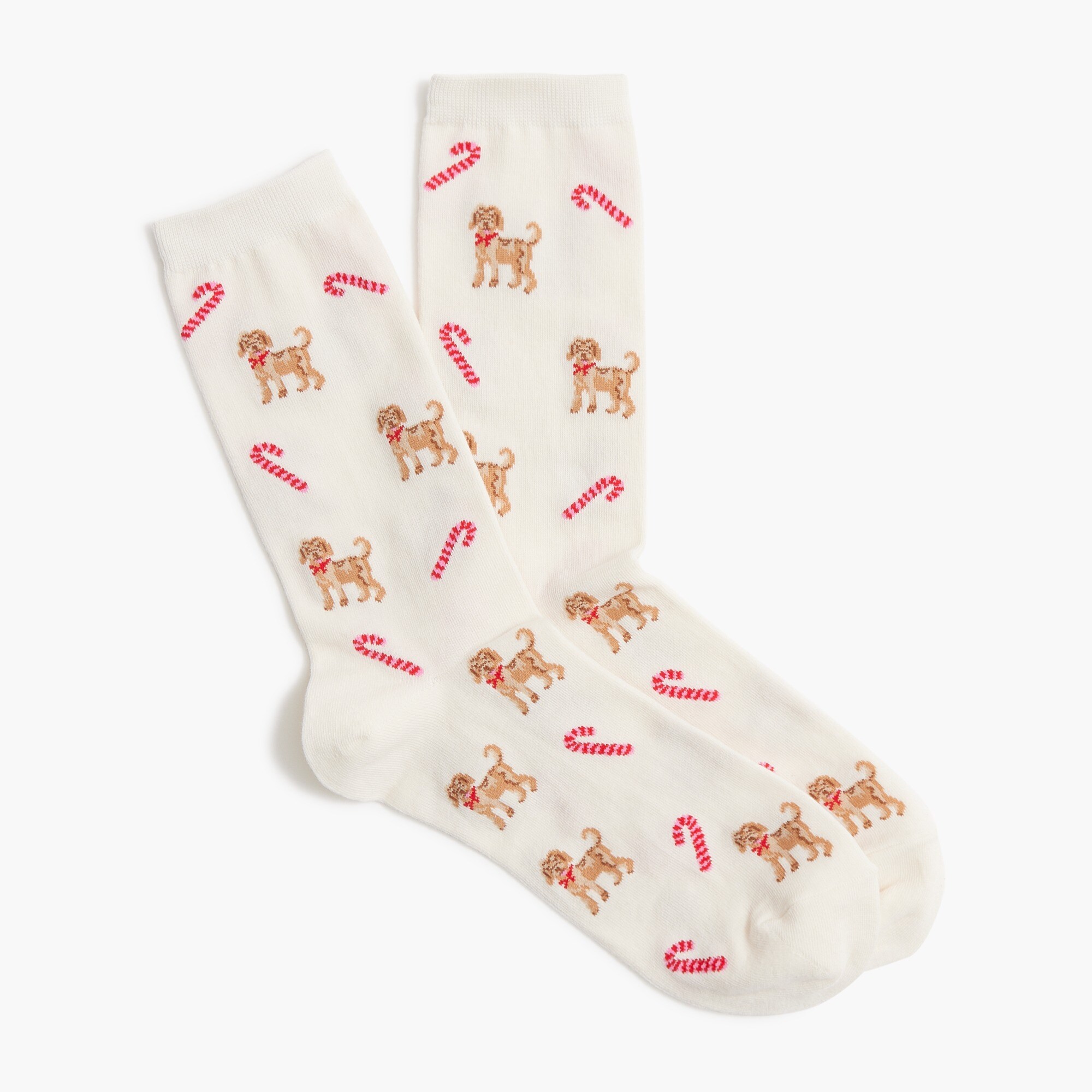 Dog and candy cane trouser socks