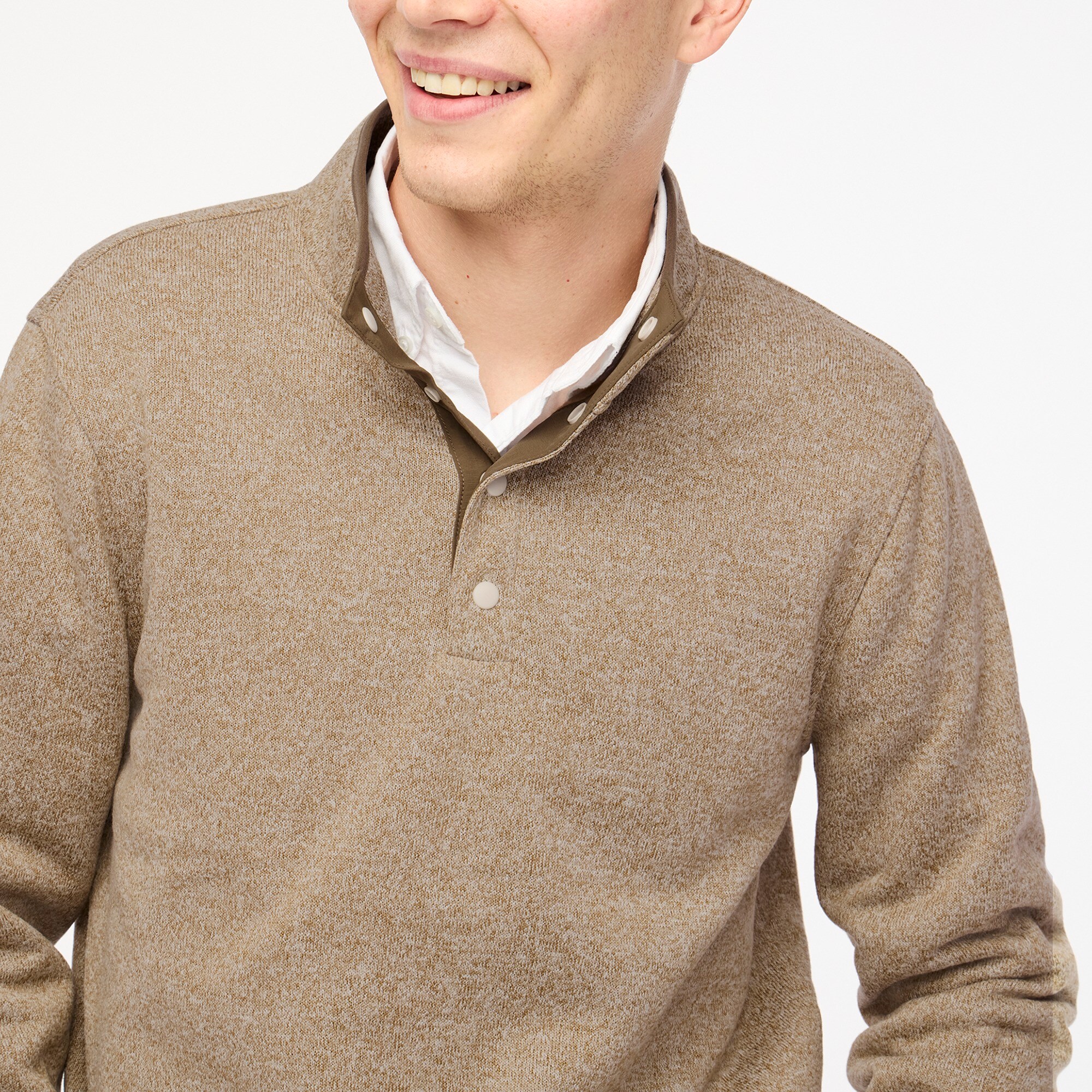 Marled fleece half-snap pullover