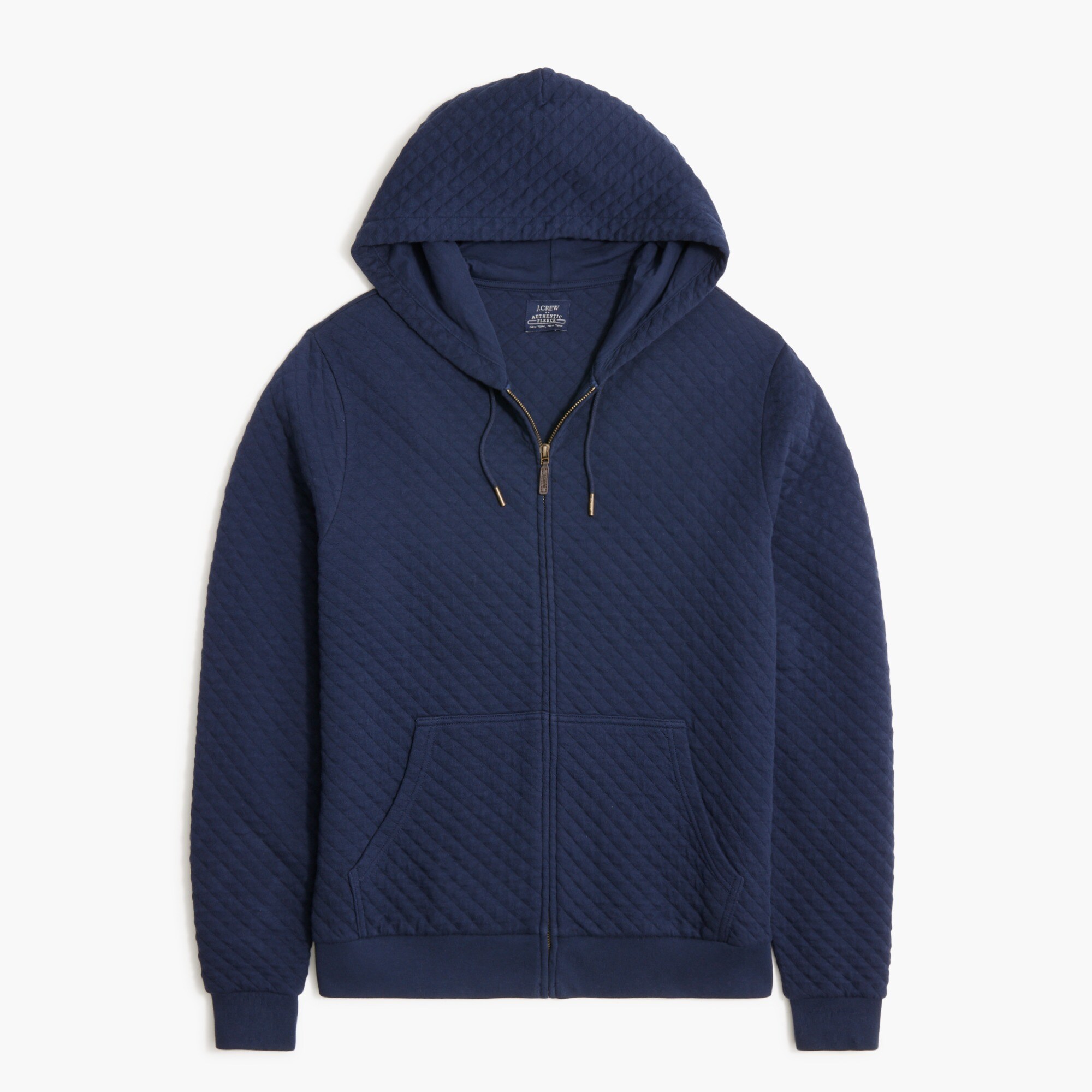 quilted full-zip hoodie for men
