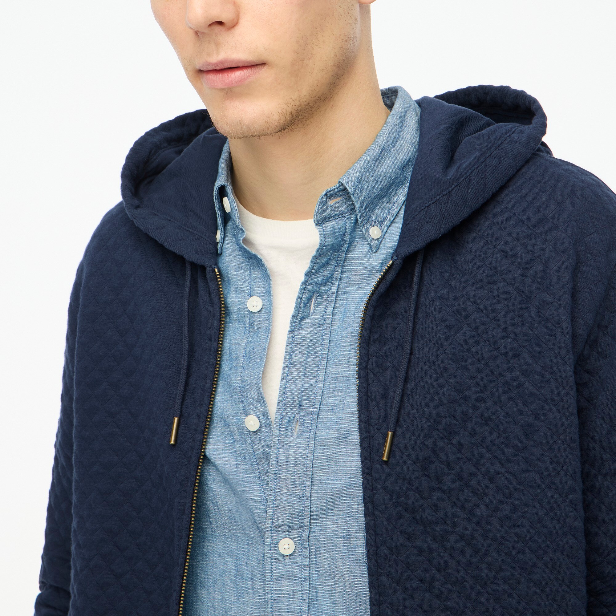Quilted full-zip hoodie