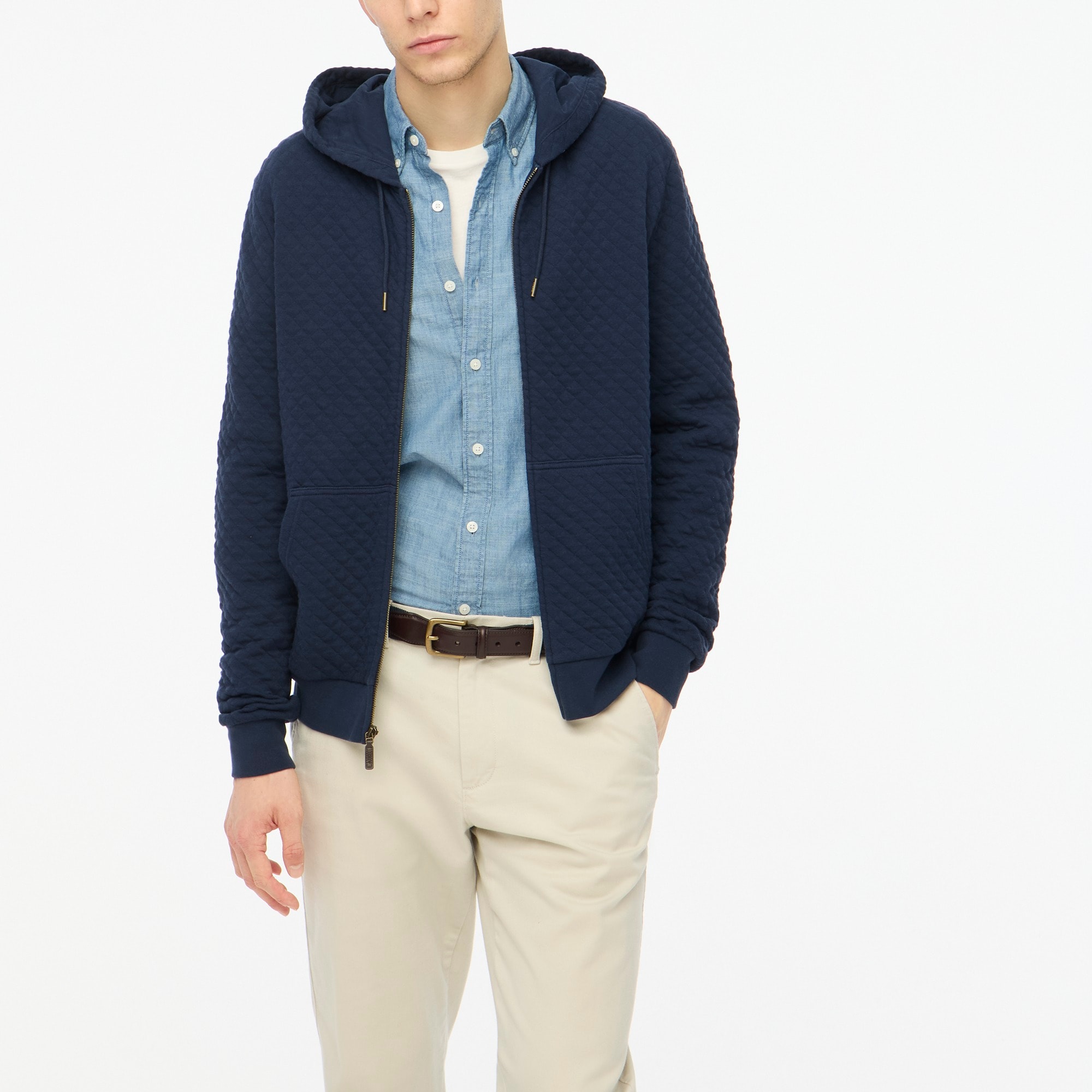 Quilted full-zip hoodie