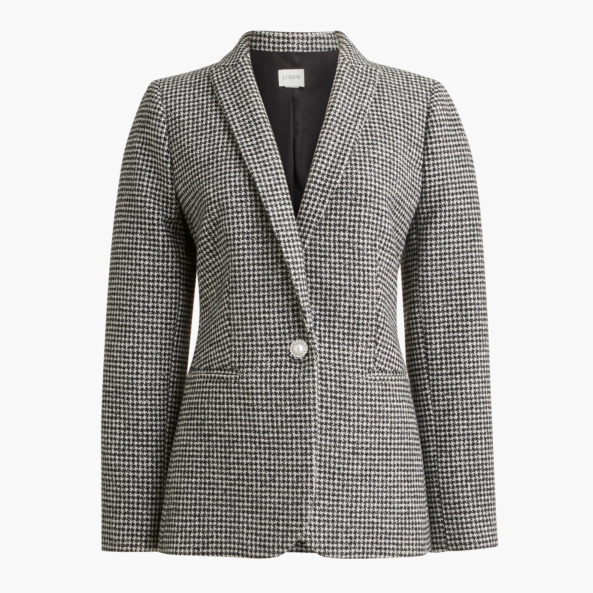sparkle houndstooth one-button blazer for women