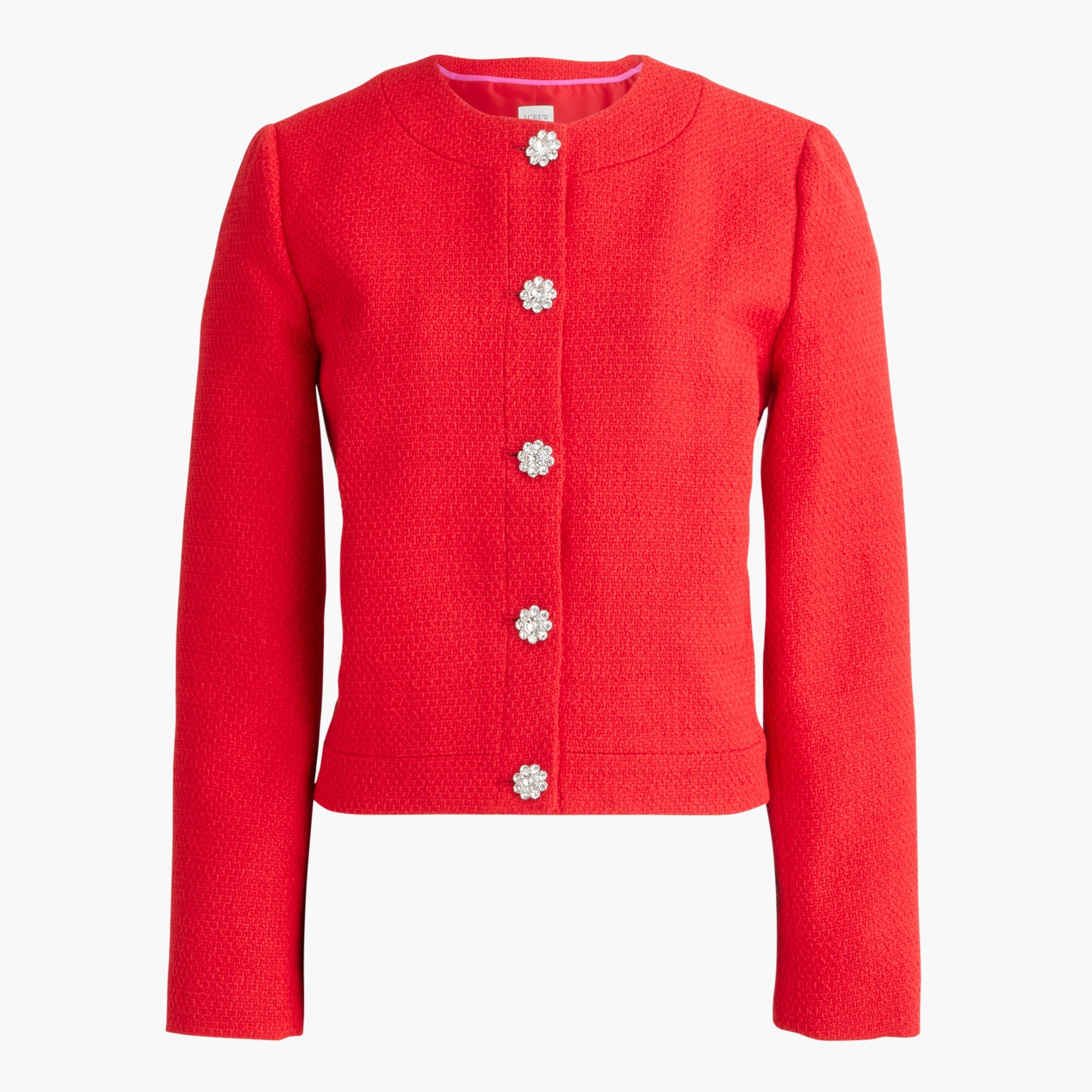 Factory Tweed Lady Jacket With Jeweled Buttons For Women