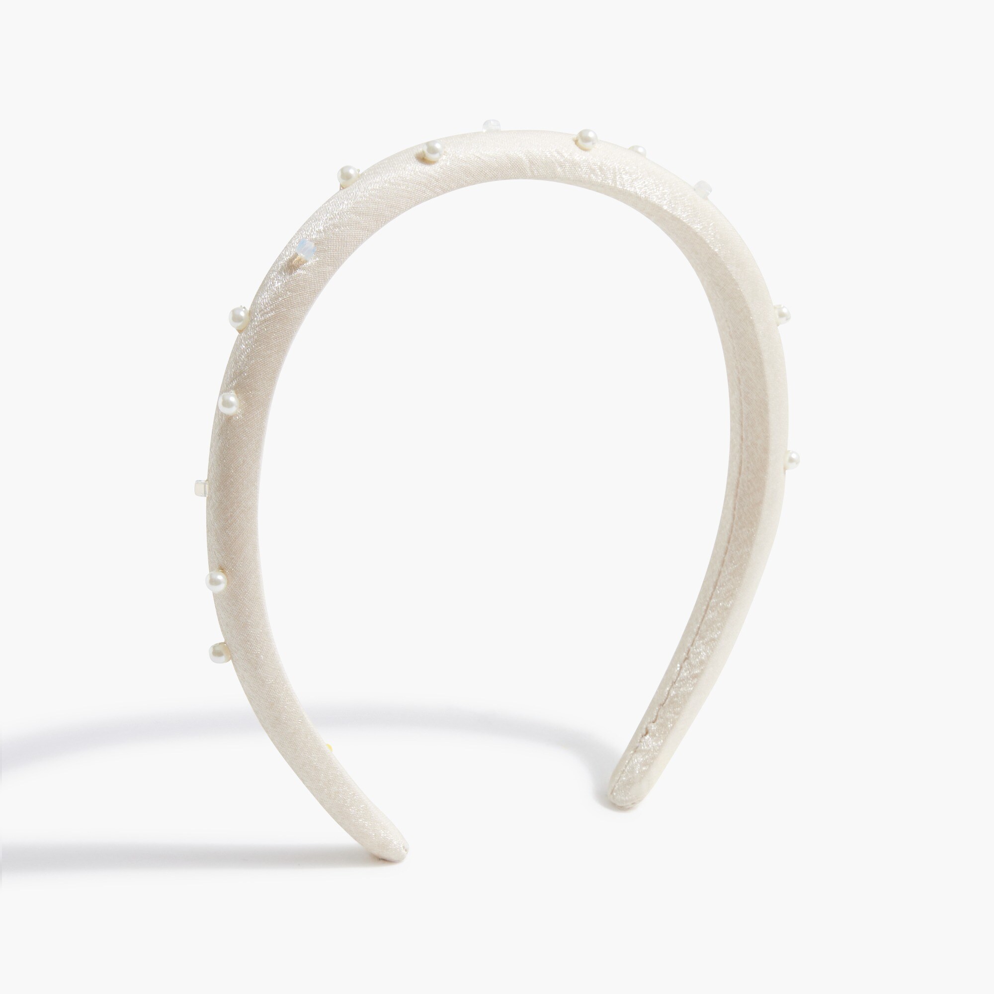 Pearl-embellished thin puff headband