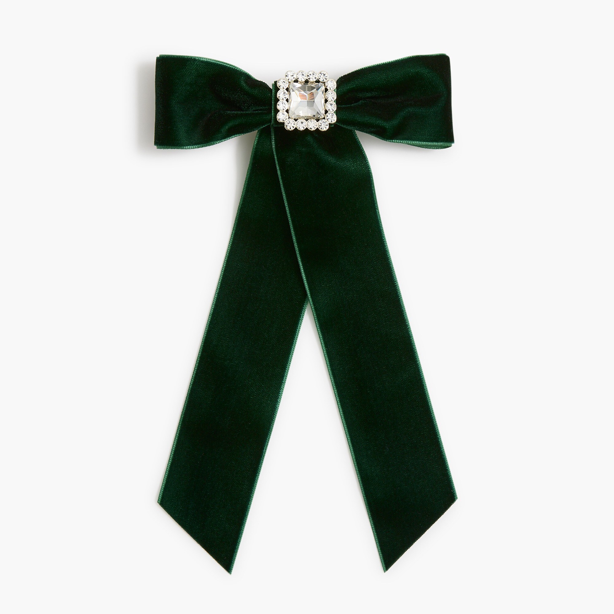 Long velvet crystal bow barrette