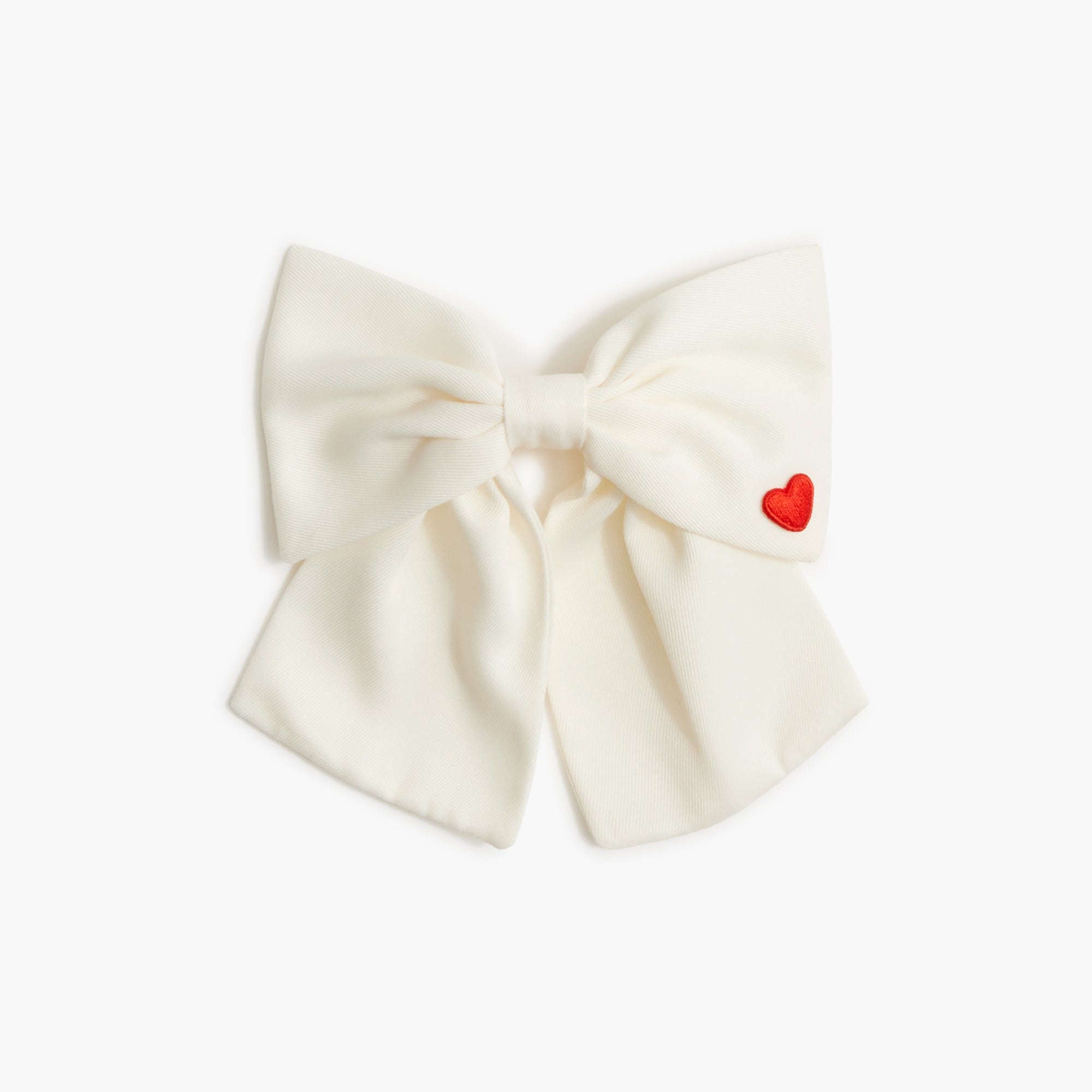 Embroidered heart bow barrette