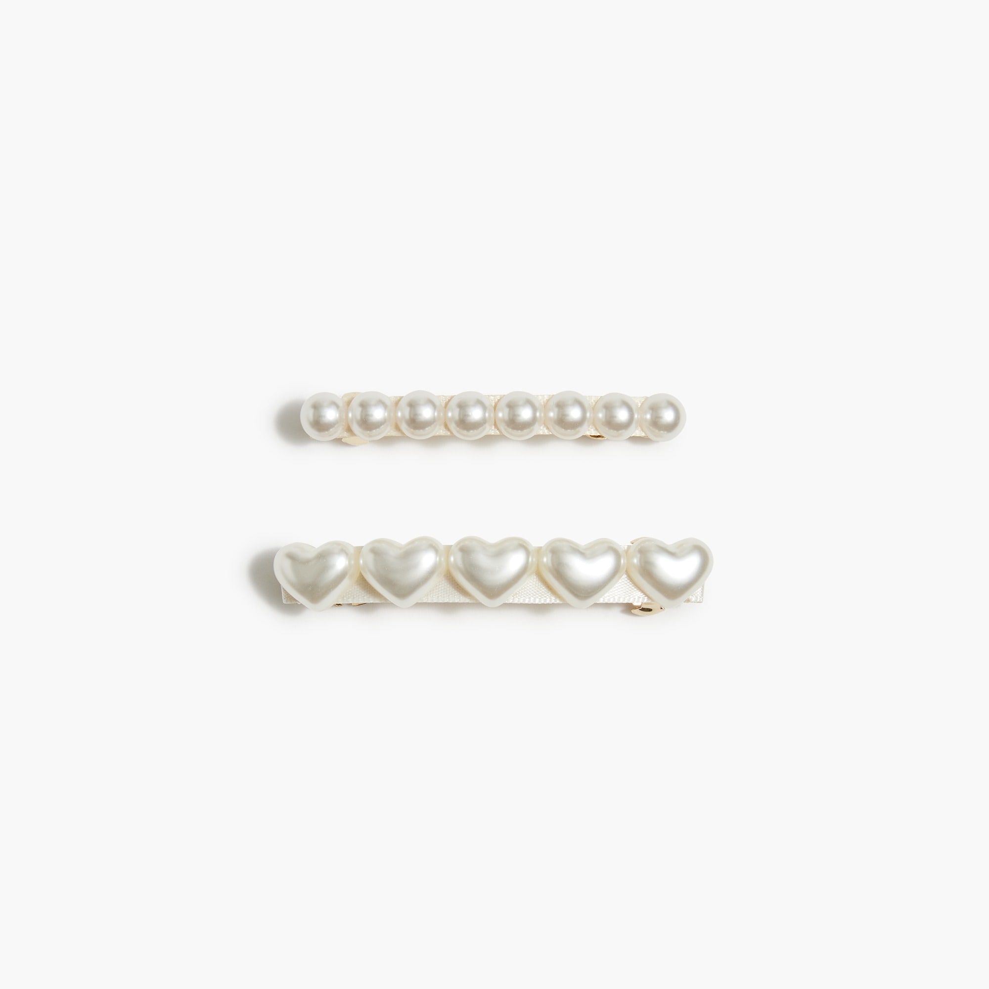 Pearl heart barrette set