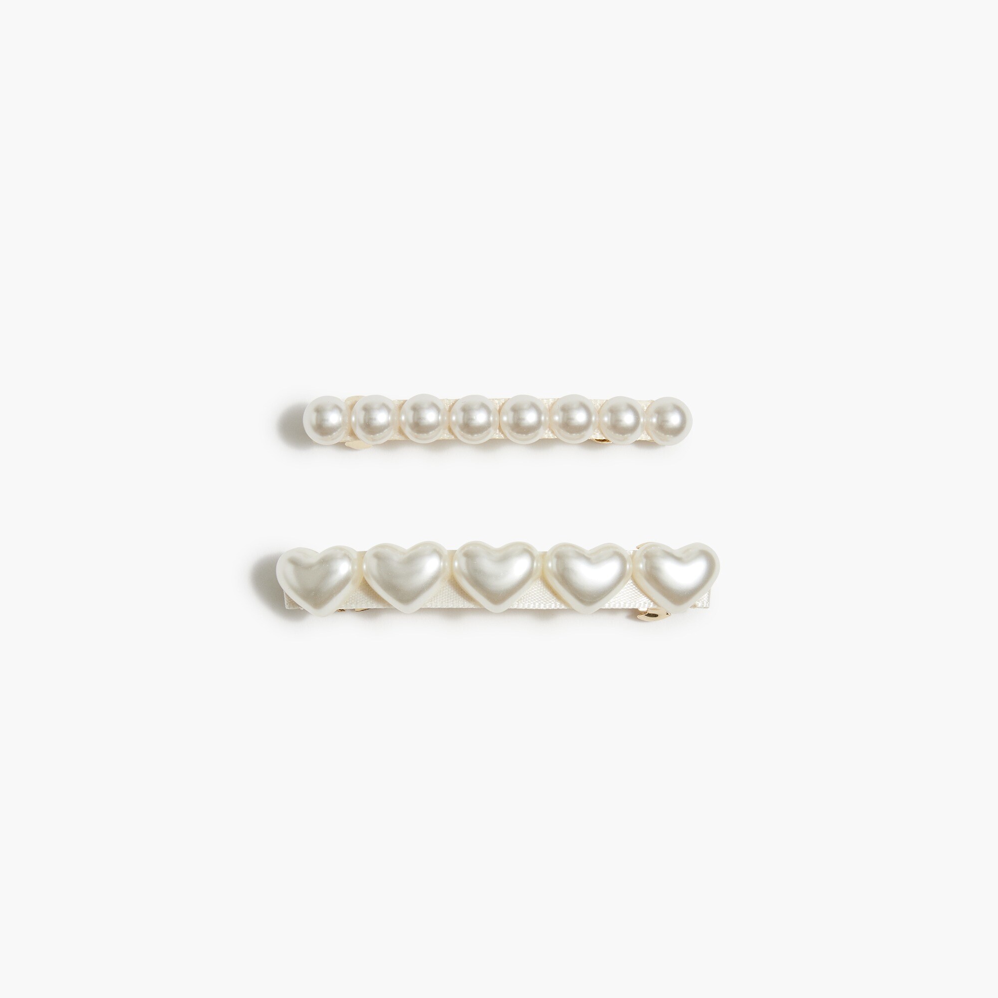Pearl heart barrette set
