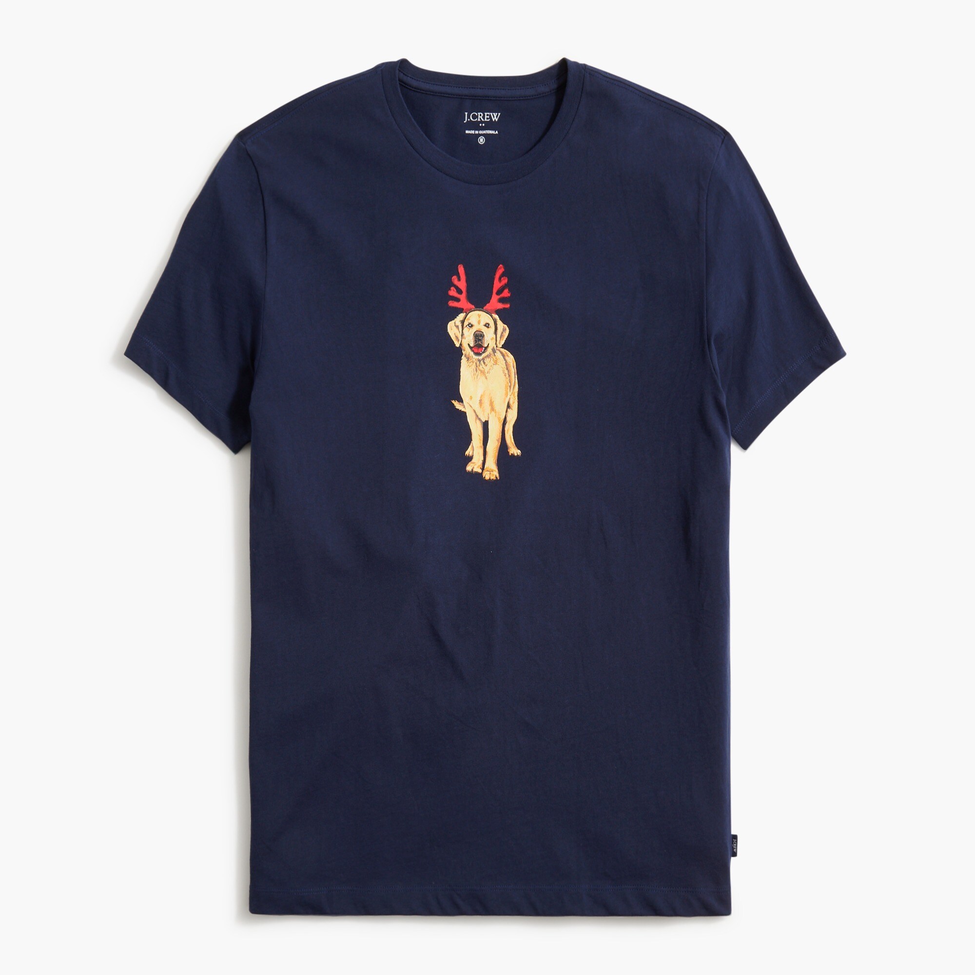 Golden retriever in antlers graphic tee