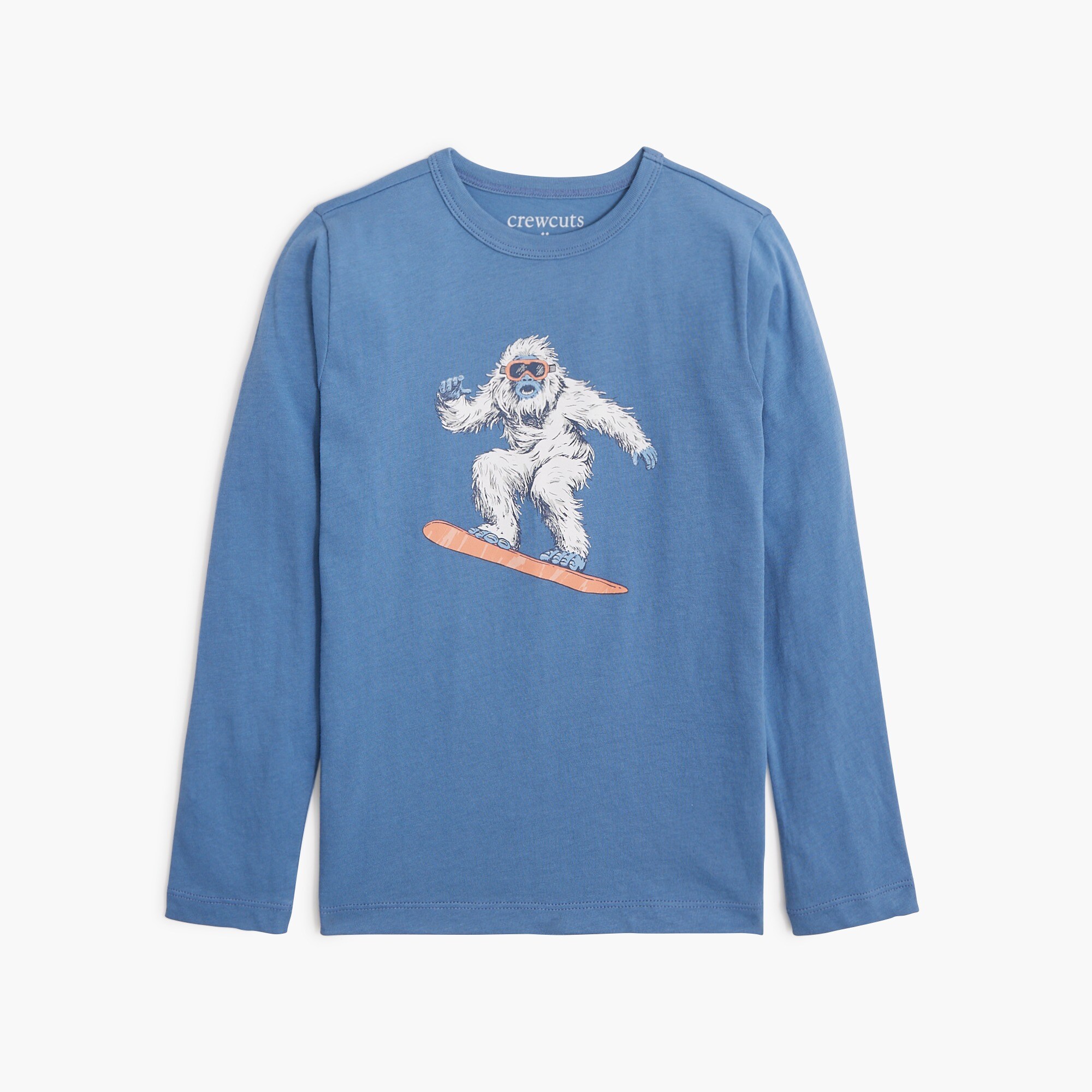 Boys' long-sleeve snowboarding snow monster graphic tee