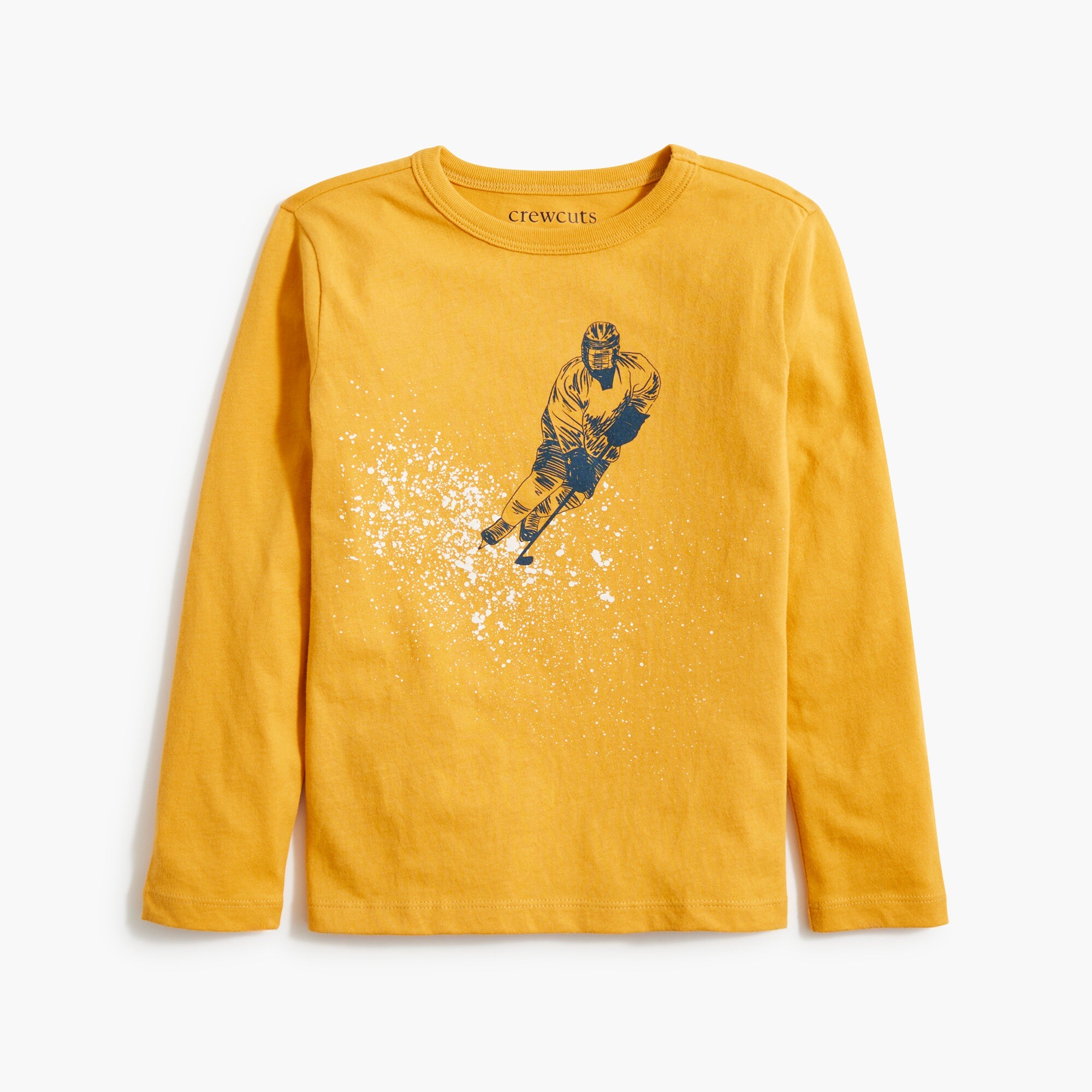 Boys' long-sleeve hockey player graphic tee