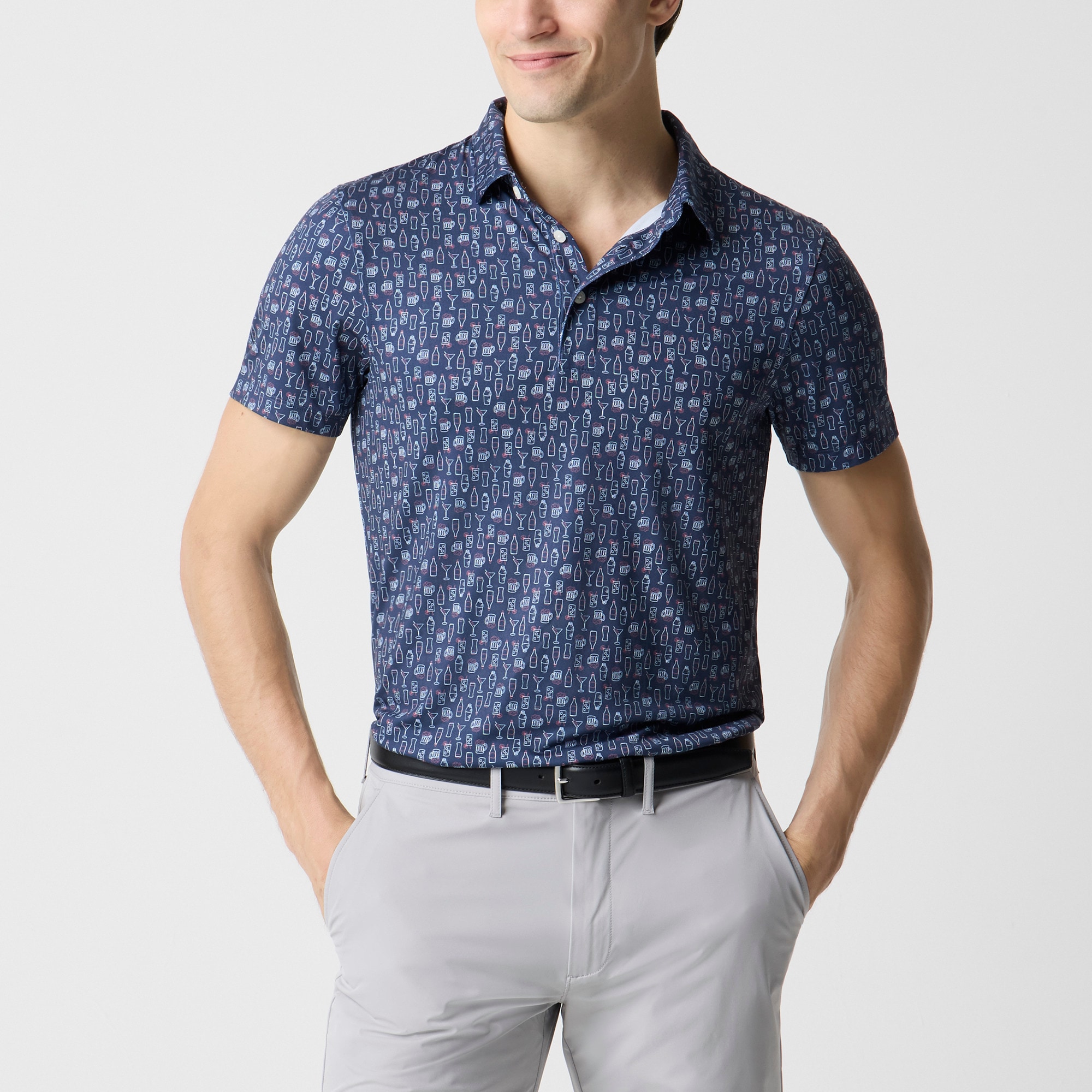 Printed performance polo shirt