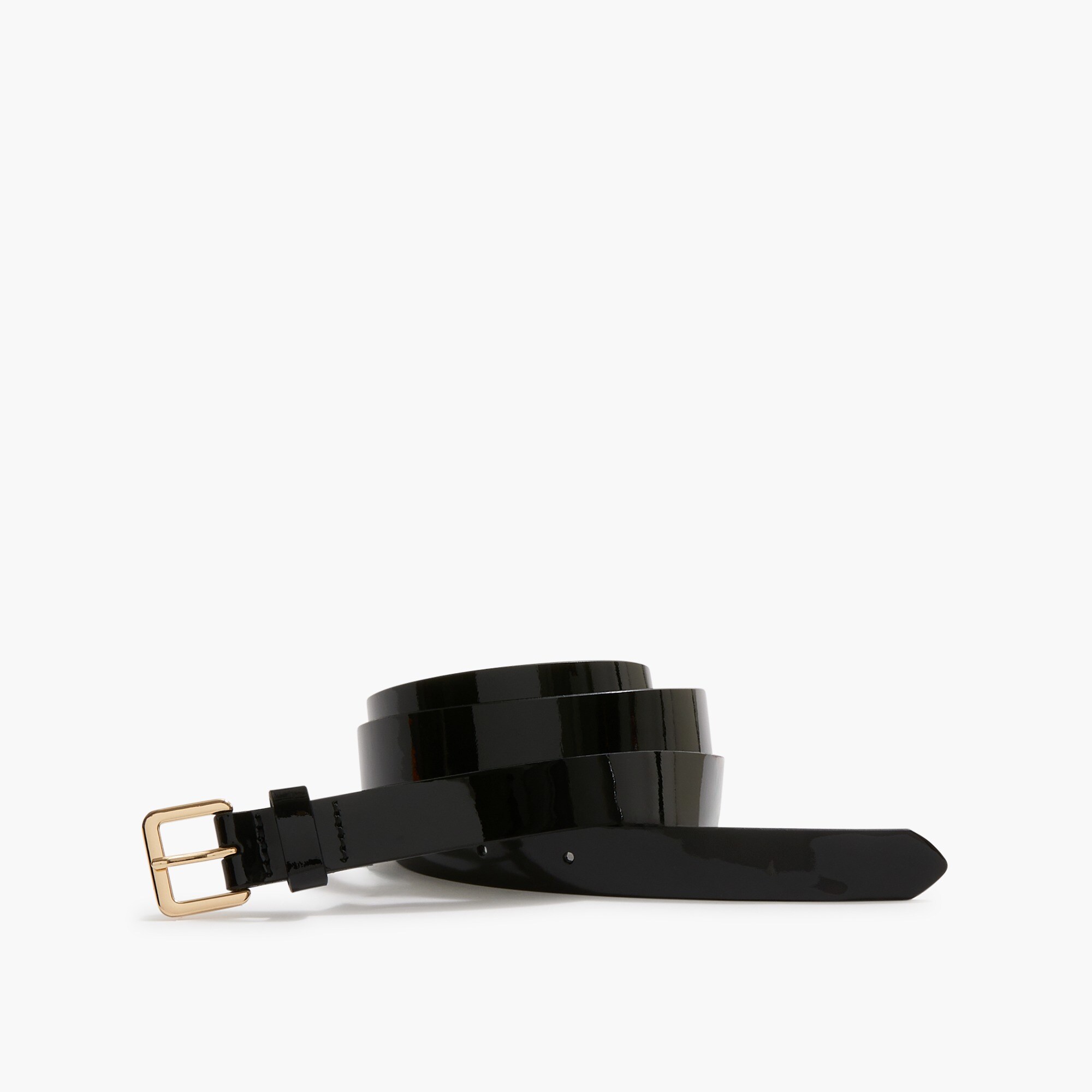 Patent leather skinny belt