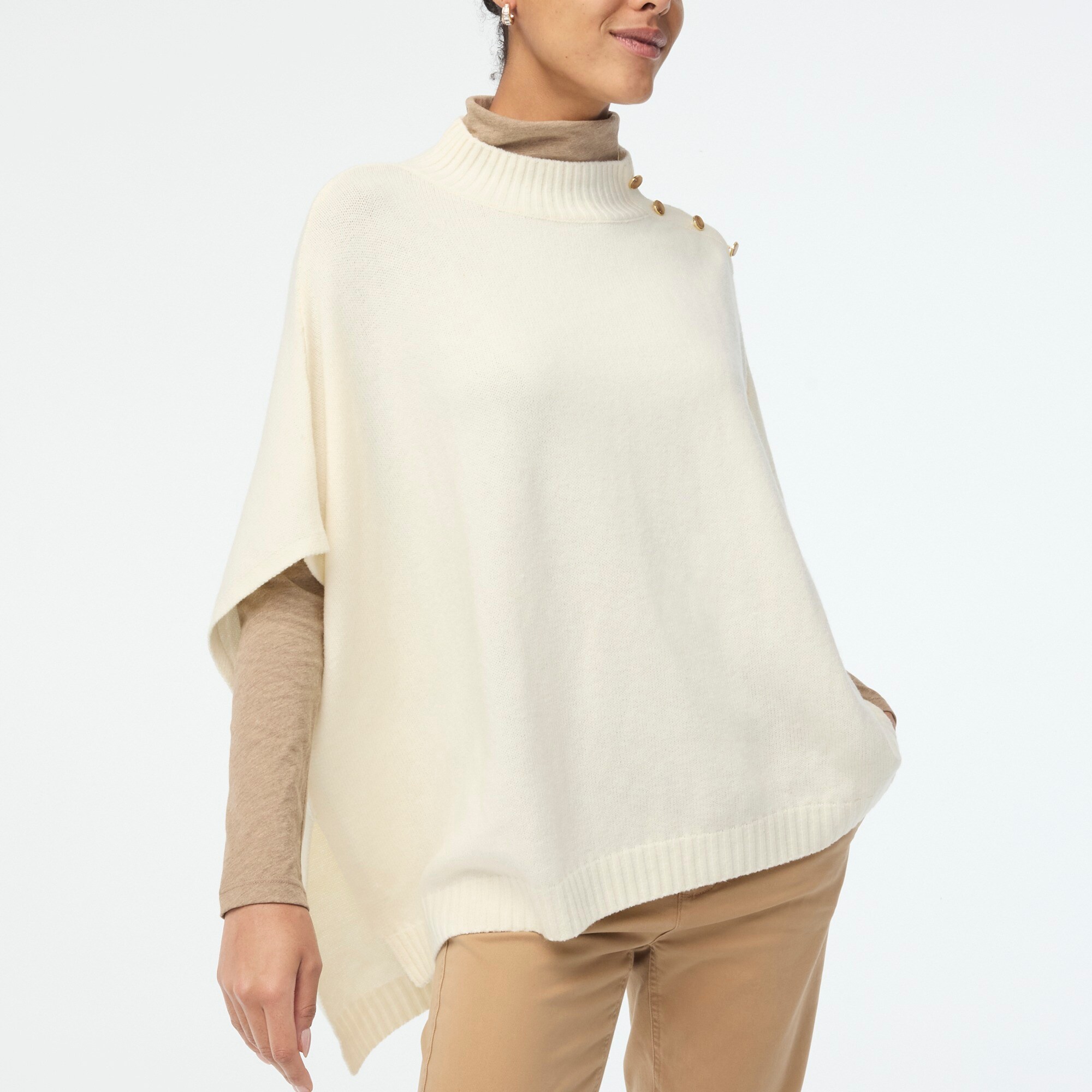 Button-neck poncho