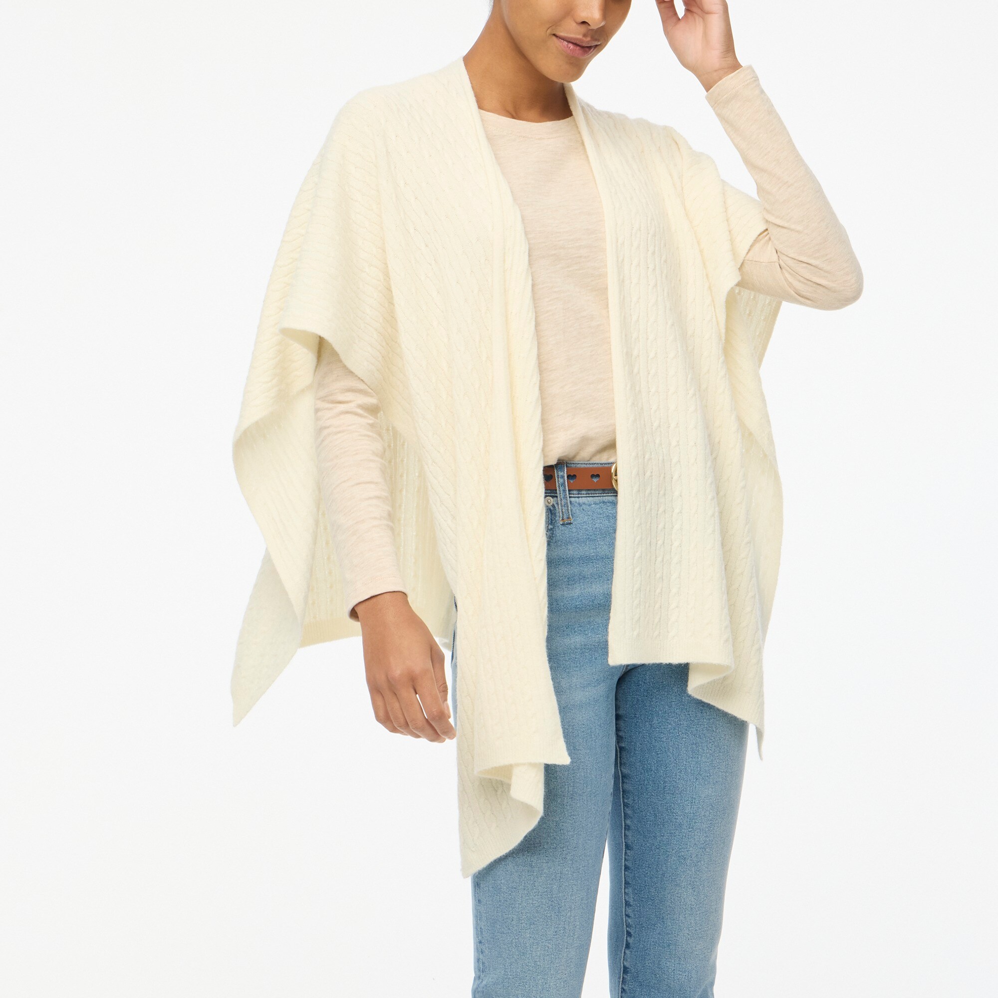 Lightweight cable-knit poncho