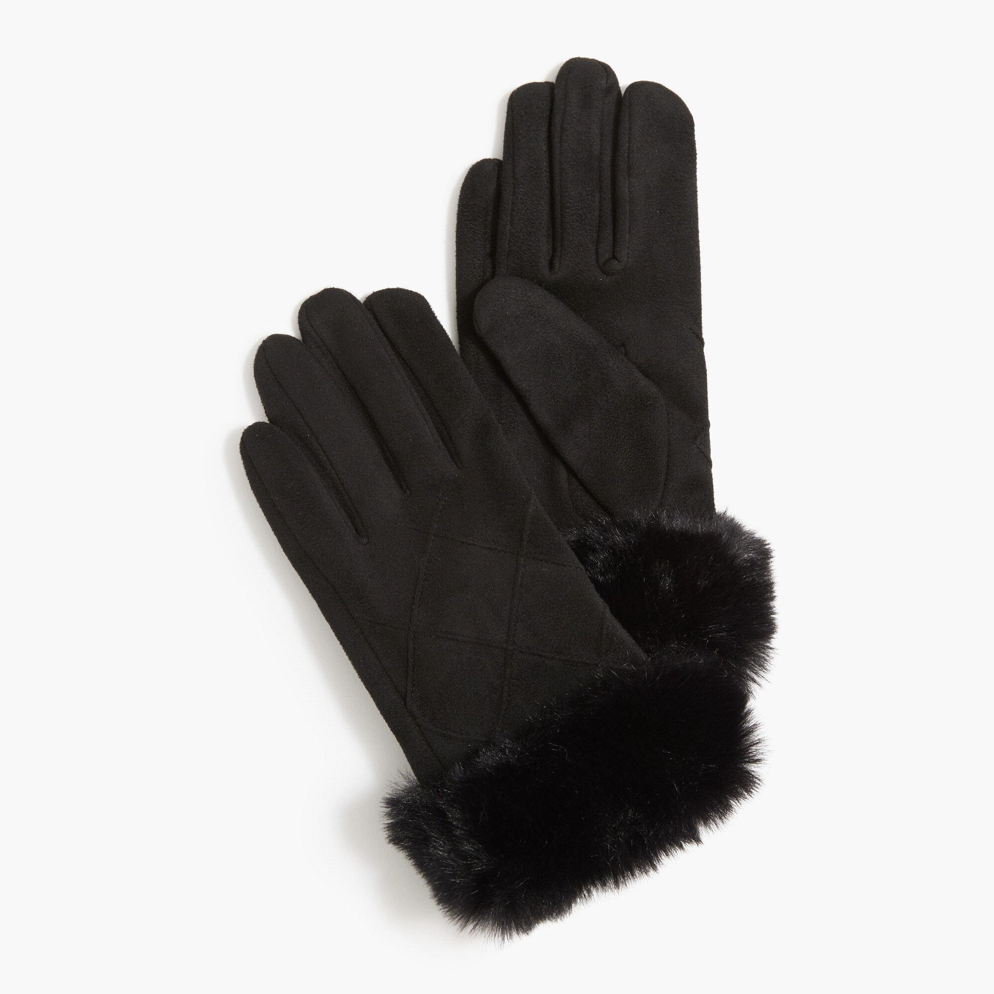 Sueded fur-lined gloves