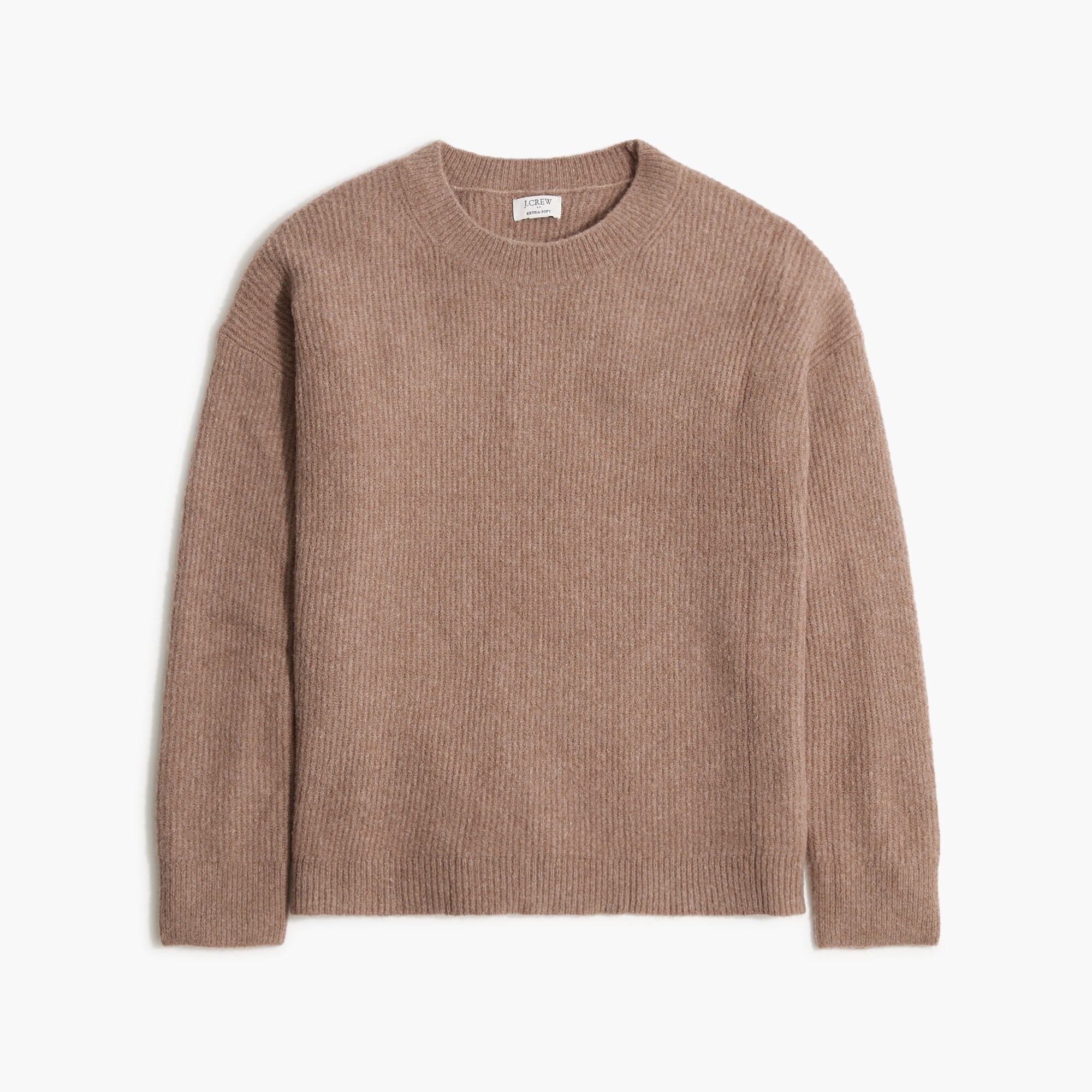 Ribbed boyfriend crewneck sweater in extra-soft yarn