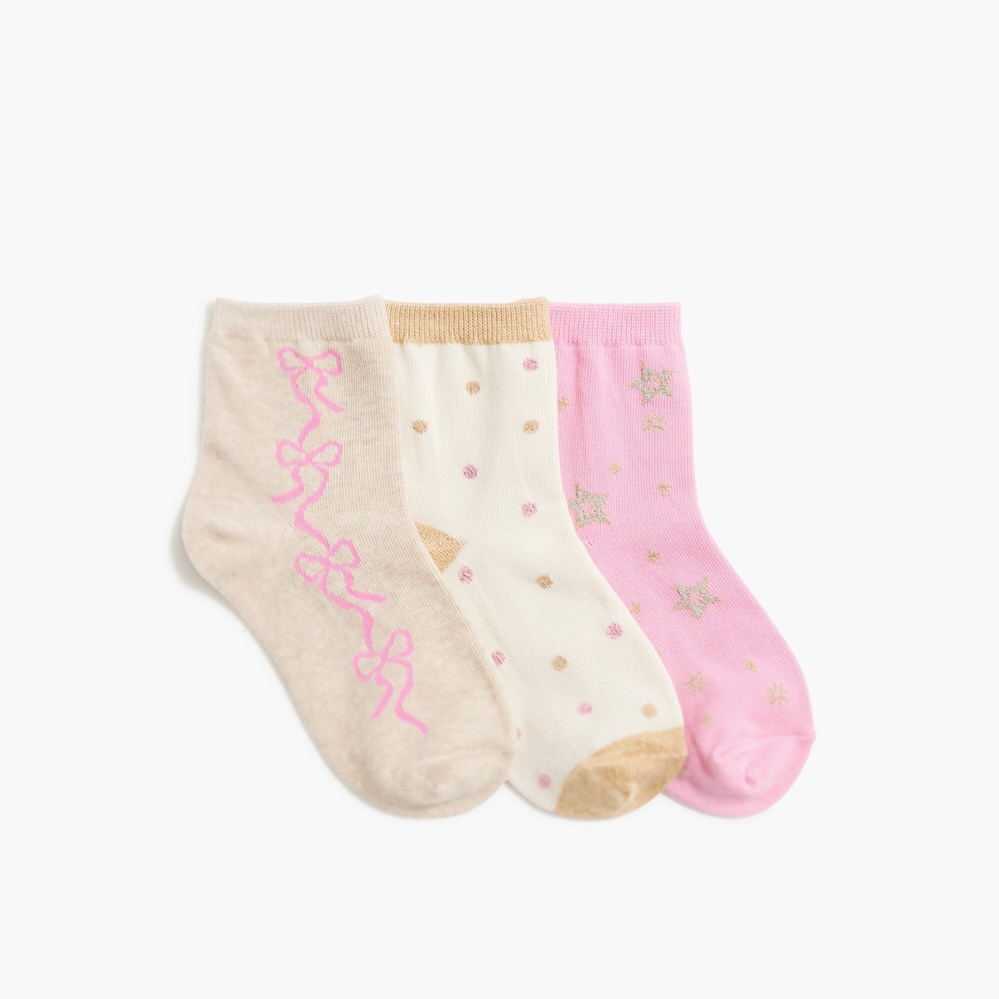 girls' bow socks three-pack for girls