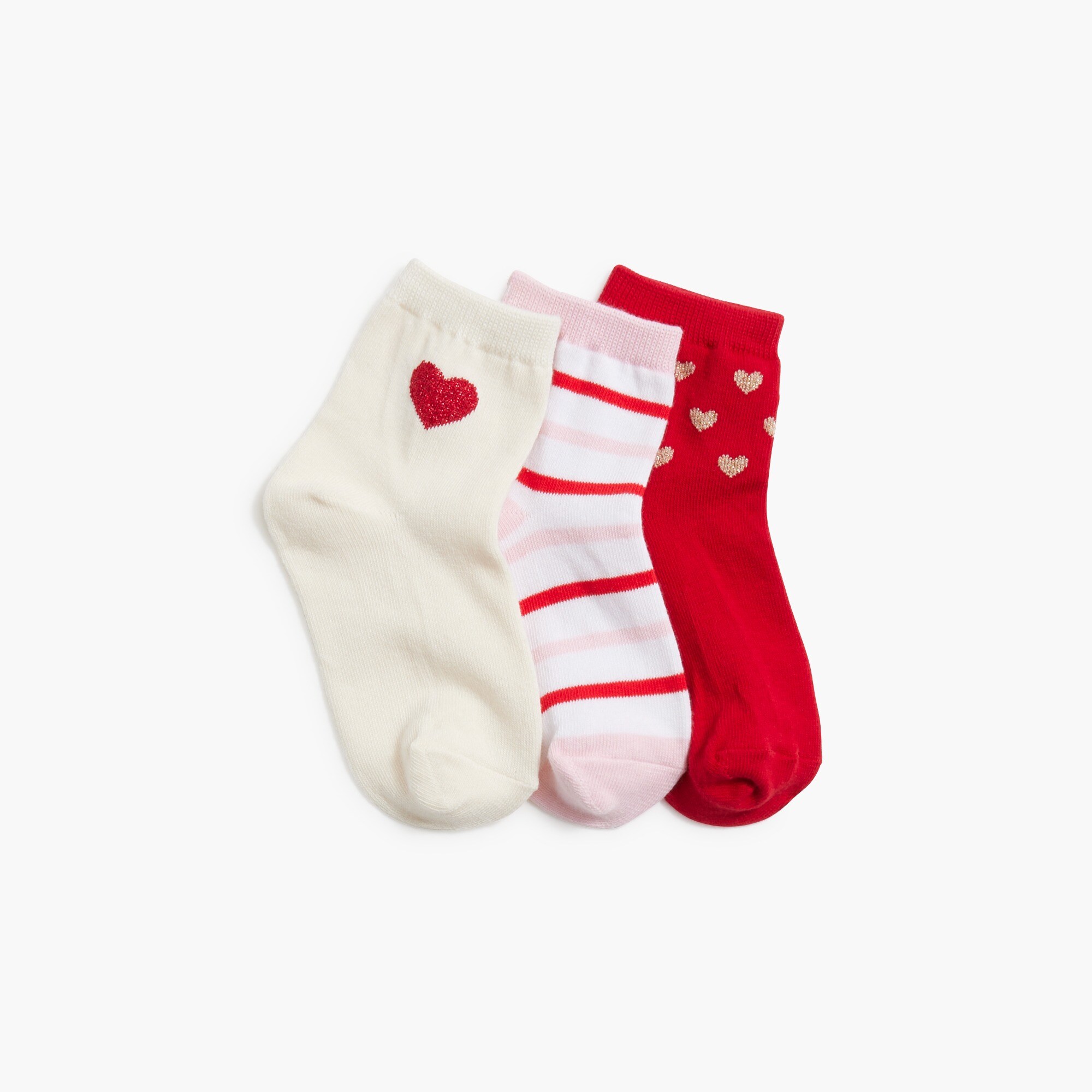 Girls' heart socks three-pack