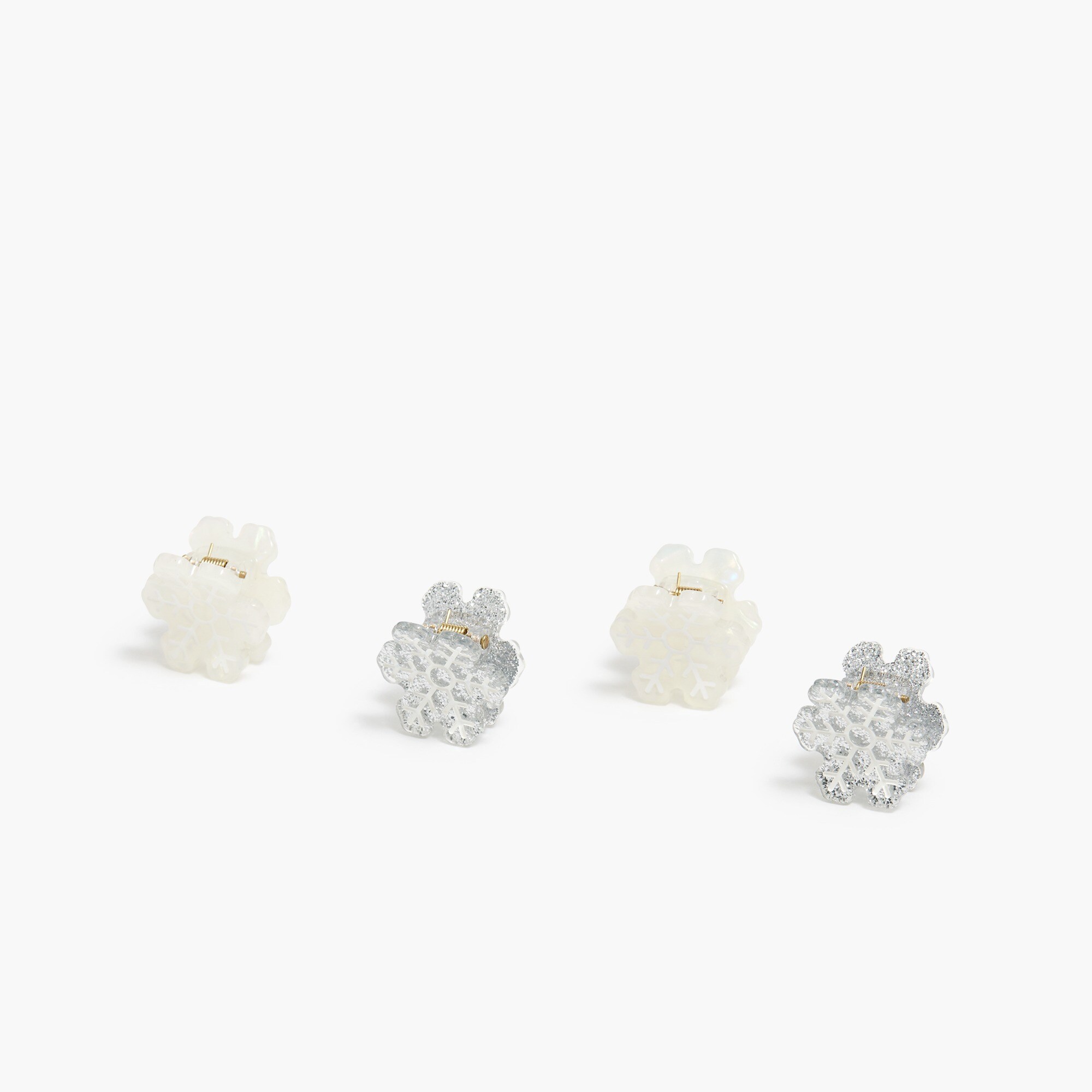 Girls' mini snowflake hair clips set-of-four