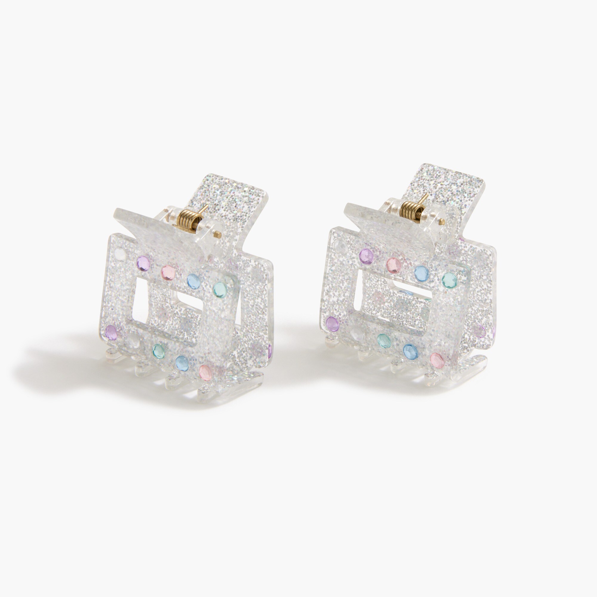 Girls' square rhinestone hair clips