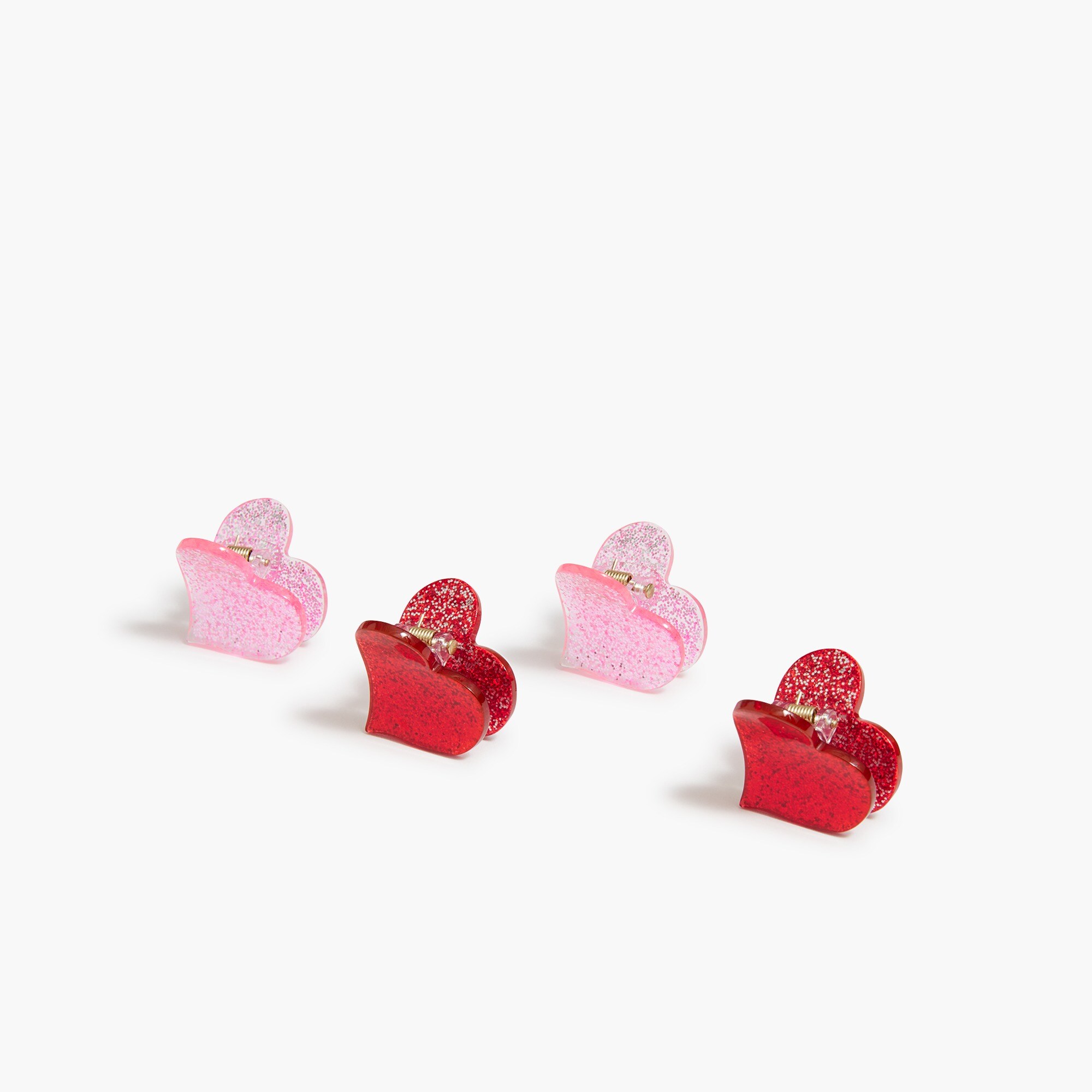 girls' mini heart clips set-of-four for girls