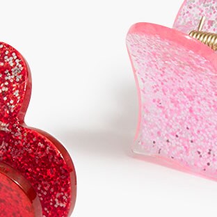 Girls' mini heart clips set-of-four PINK RED girls' mini heart clips set-of-four for girls