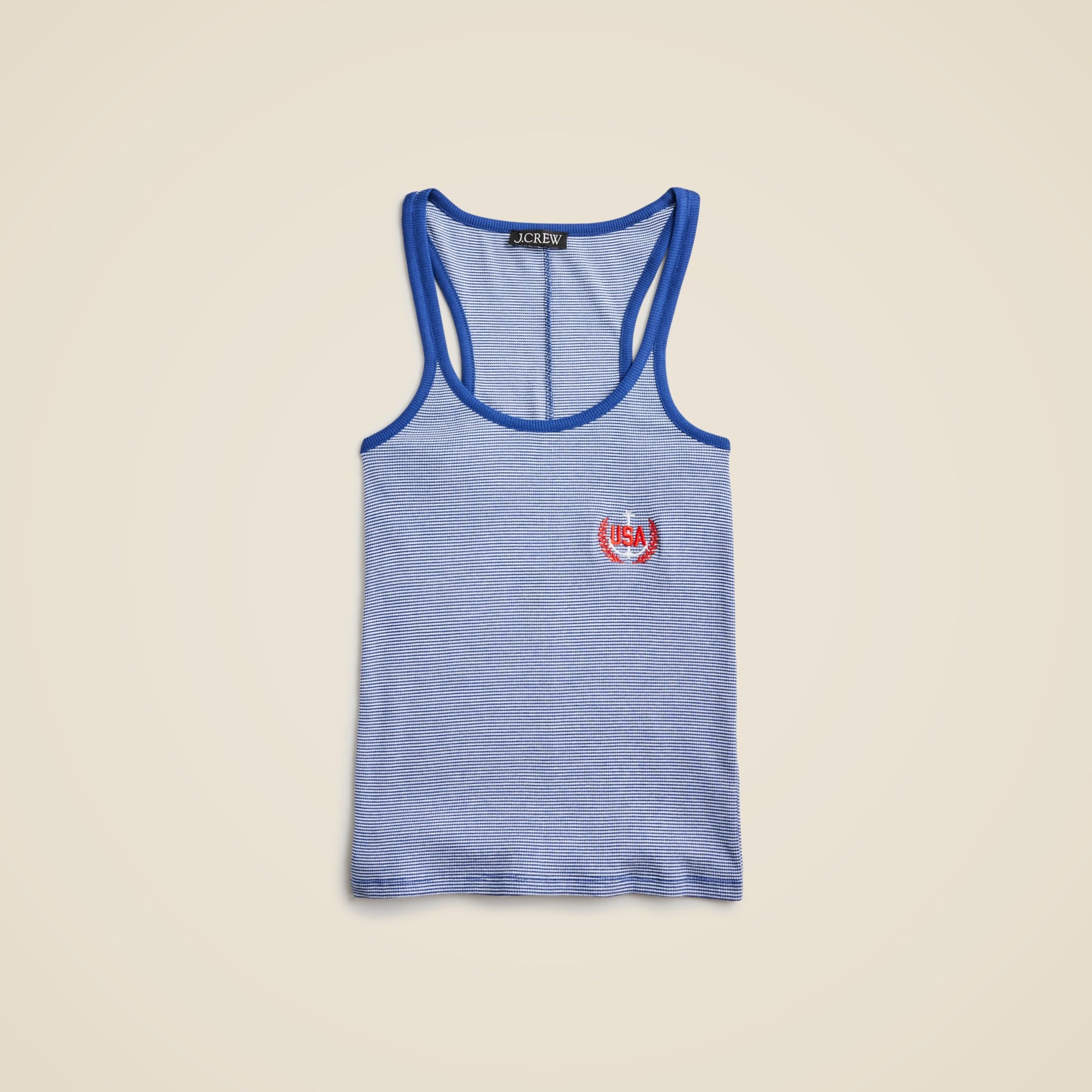 womens Limited-edition USA Swimming&reg; X J.Crew fine rib racerback tank top