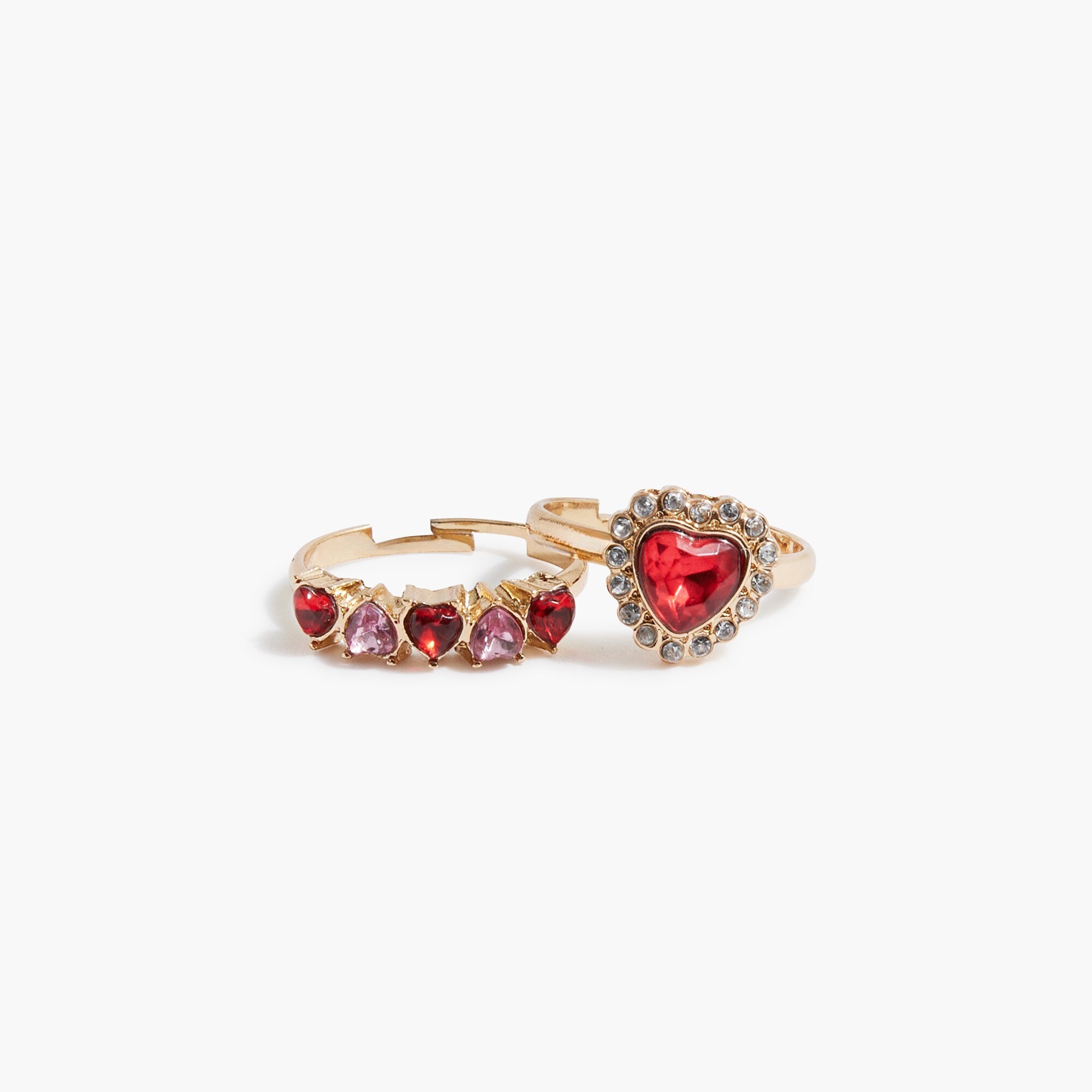  Girls' heart gem rings set-of-two
