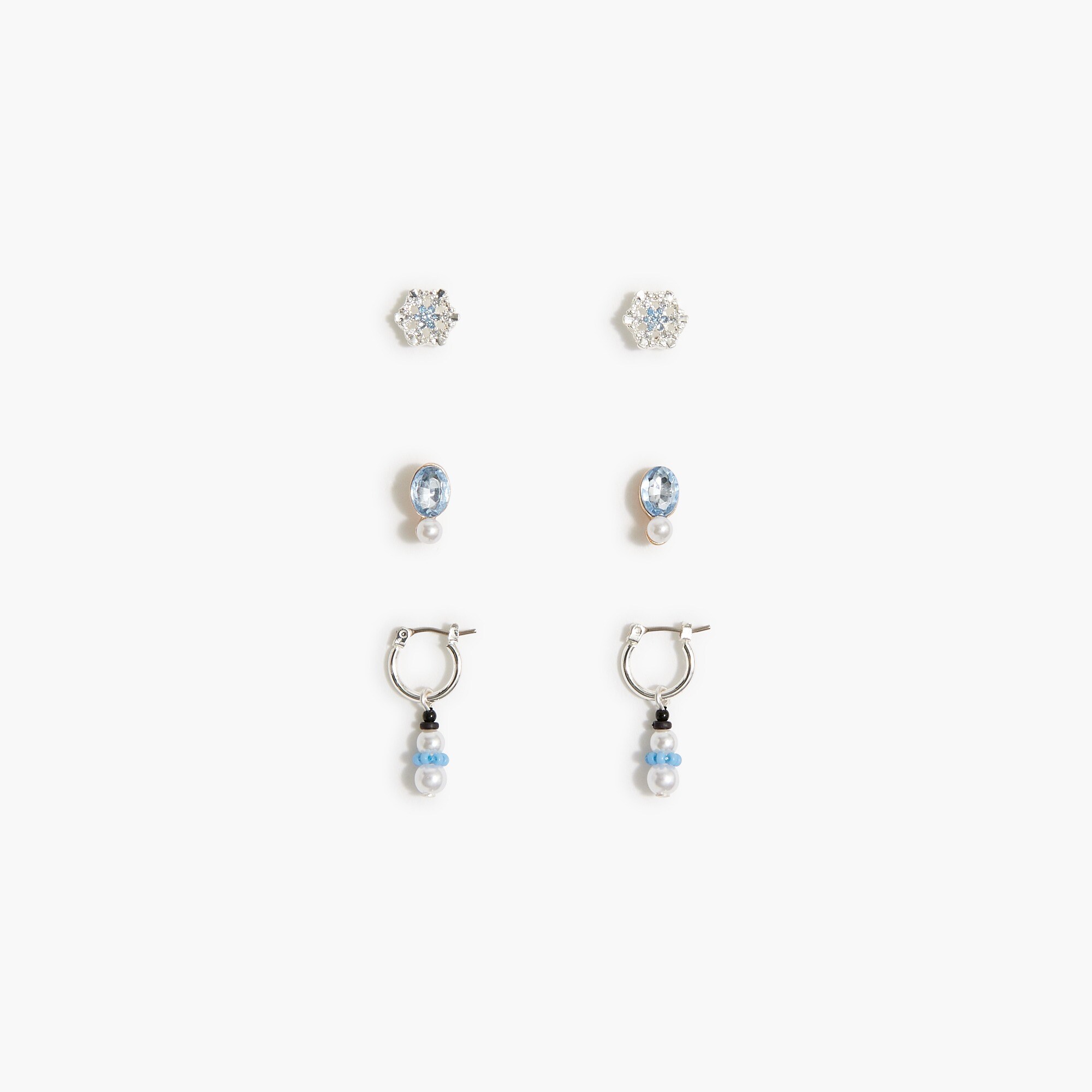 Girls' snowflake earrings set-of-three