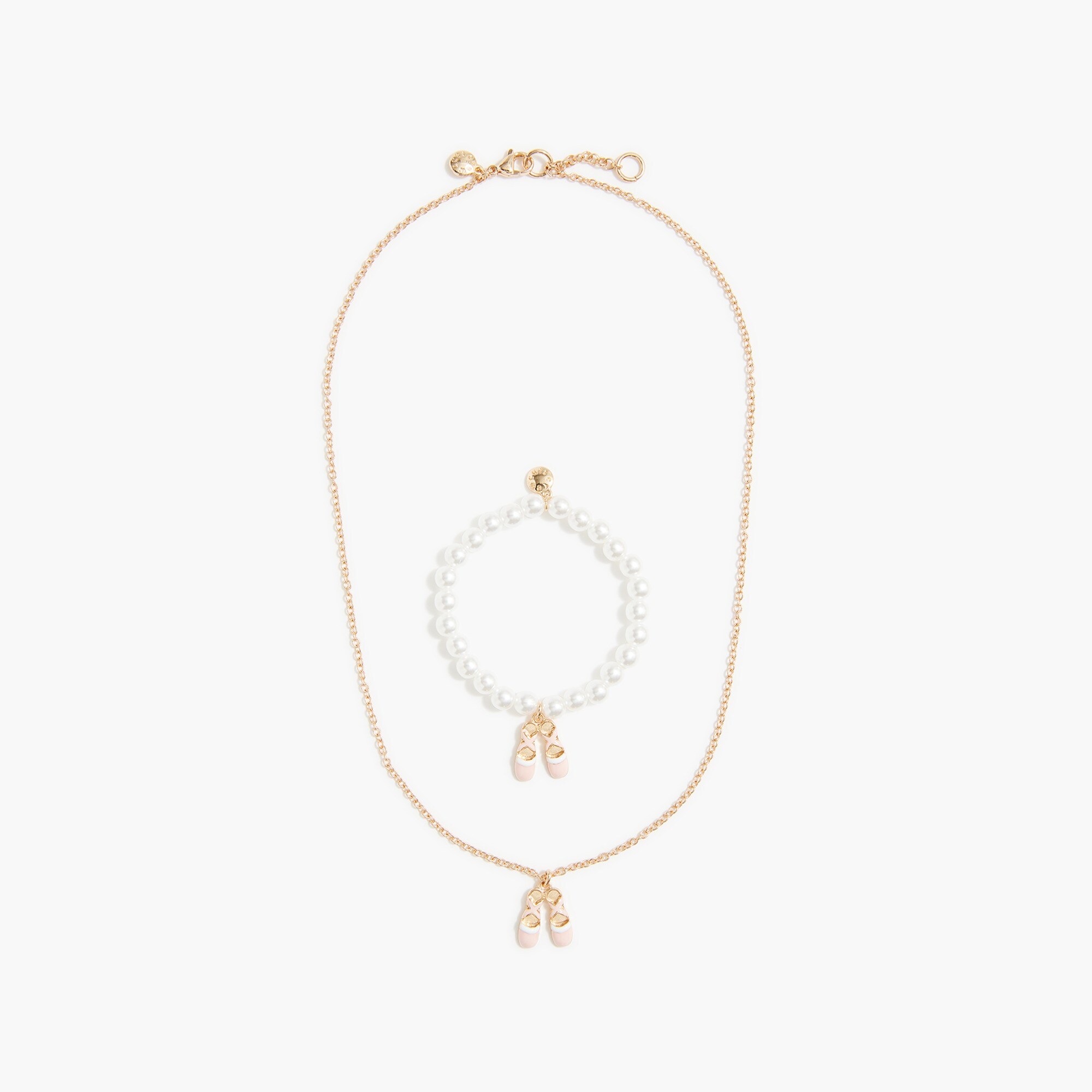 Girls' ballet pendant necklace and bracelet set