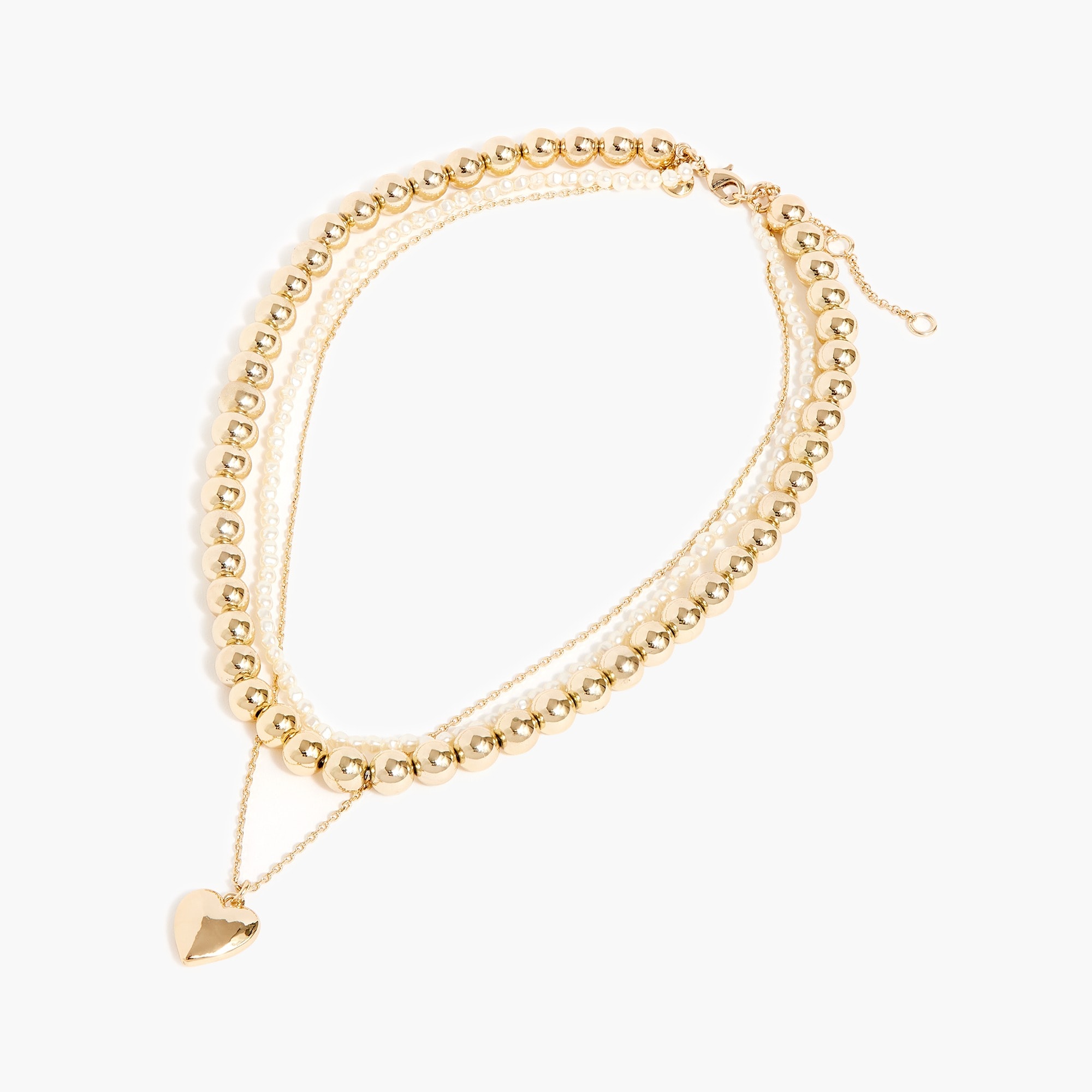 Triple-chain heart pendant necklace