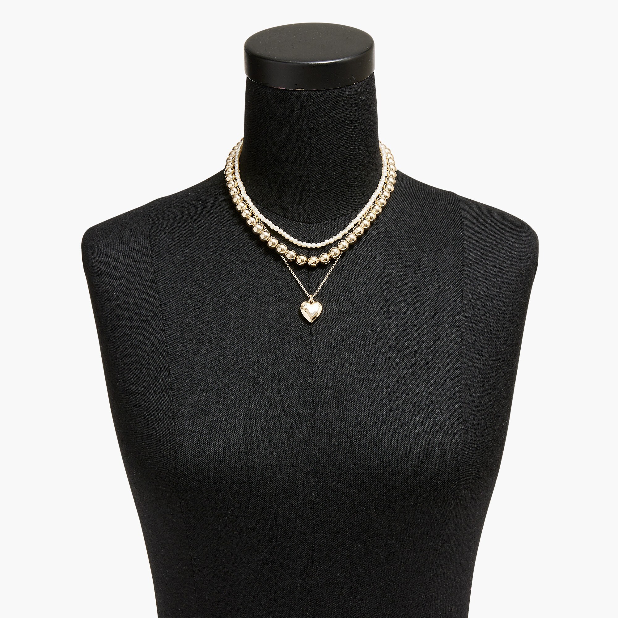 Triple-chain heart pendant necklace