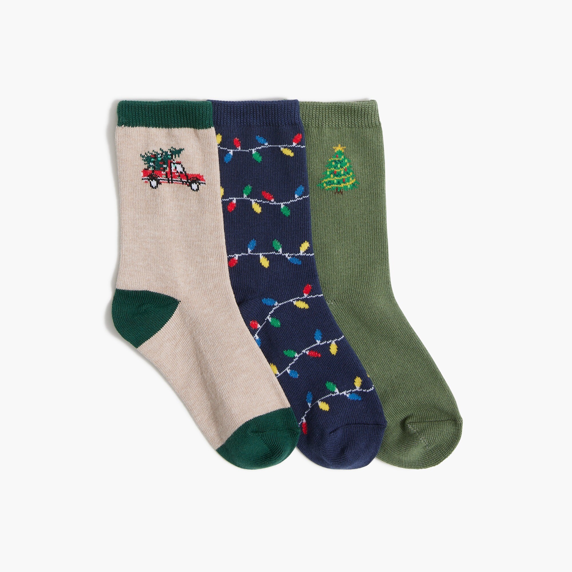 Boys' Christmas tree lights socks three-pack