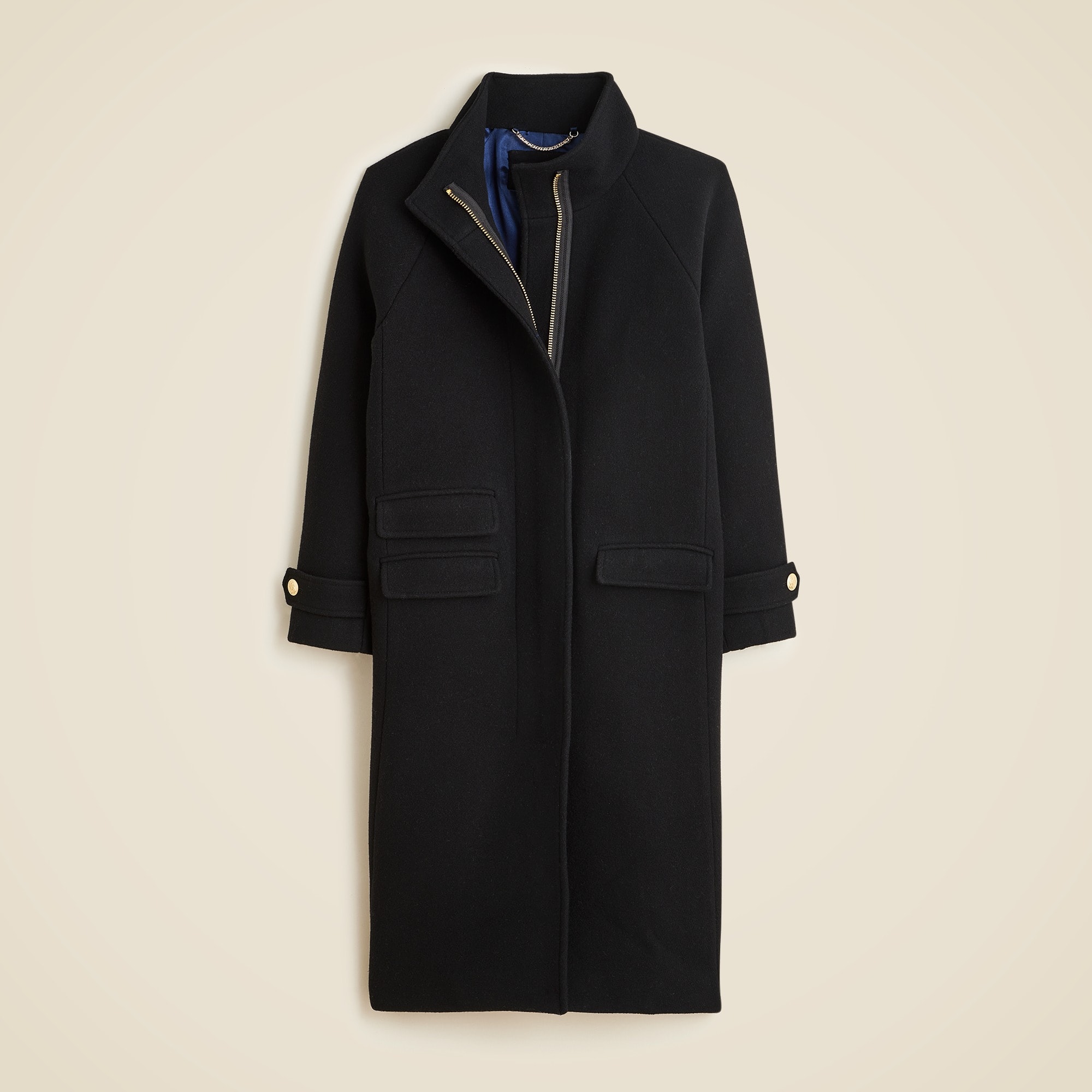 Long Toscana Coat In Italian Stadium-cloth Wool Blend For Women