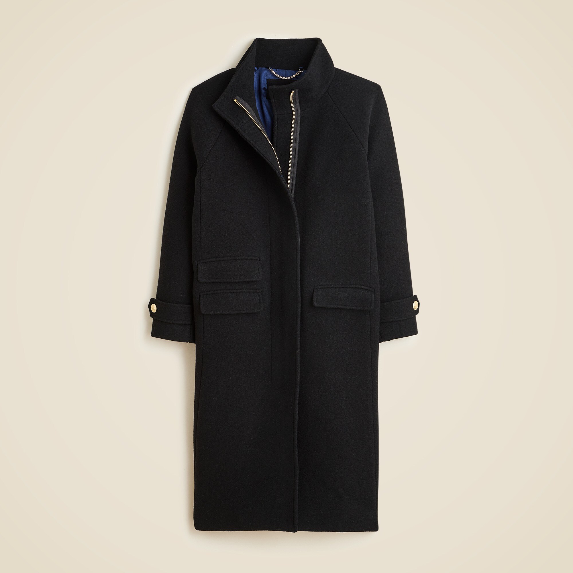womens Long Toscana coat in Italian stadium-cloth wool blend