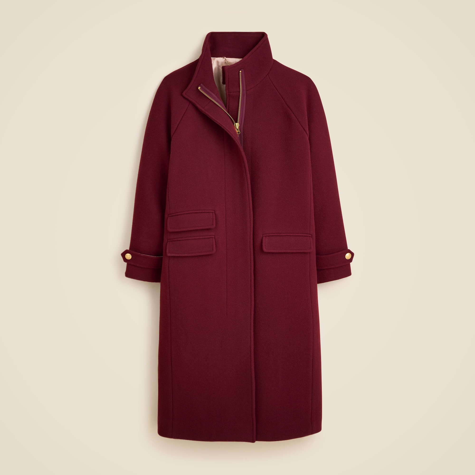 Long Toscana Coat In Italian Stadium-cloth Wool Blend For Women