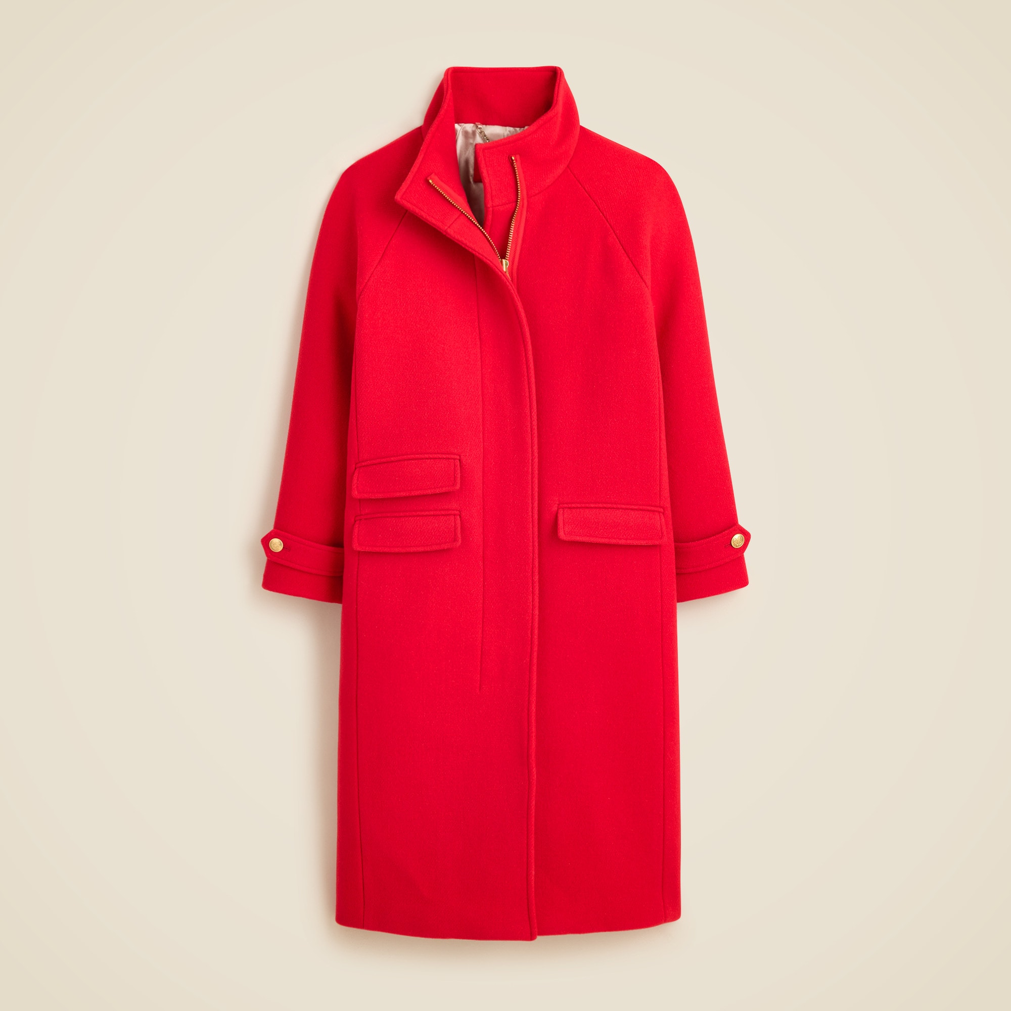 Long Toscana Coat In Italian Stadium-cloth Wool Blend For Women