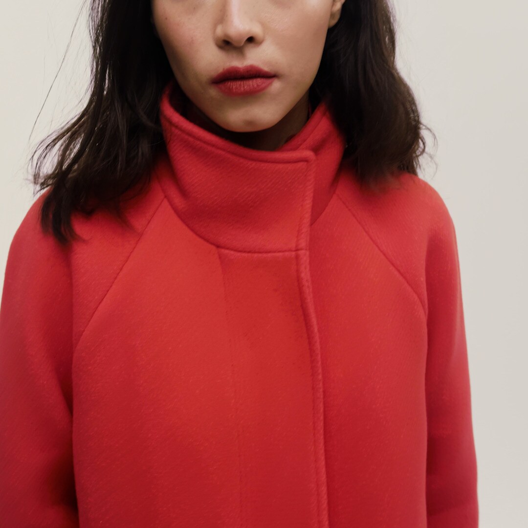 Long Toscana coat in Italian stadium-cloth wool blend
