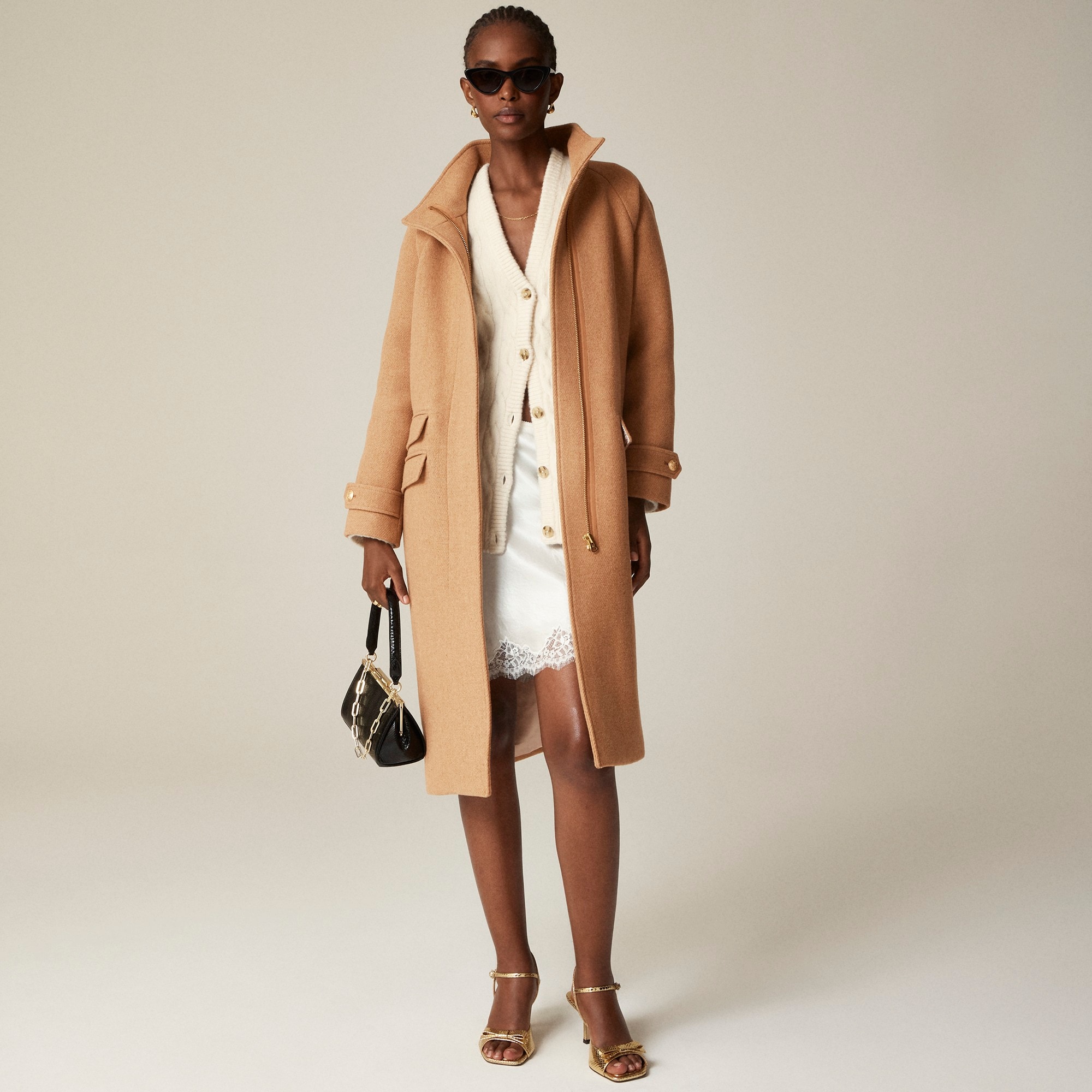 Long Toscana coat in Italian stadium-cloth wool blend