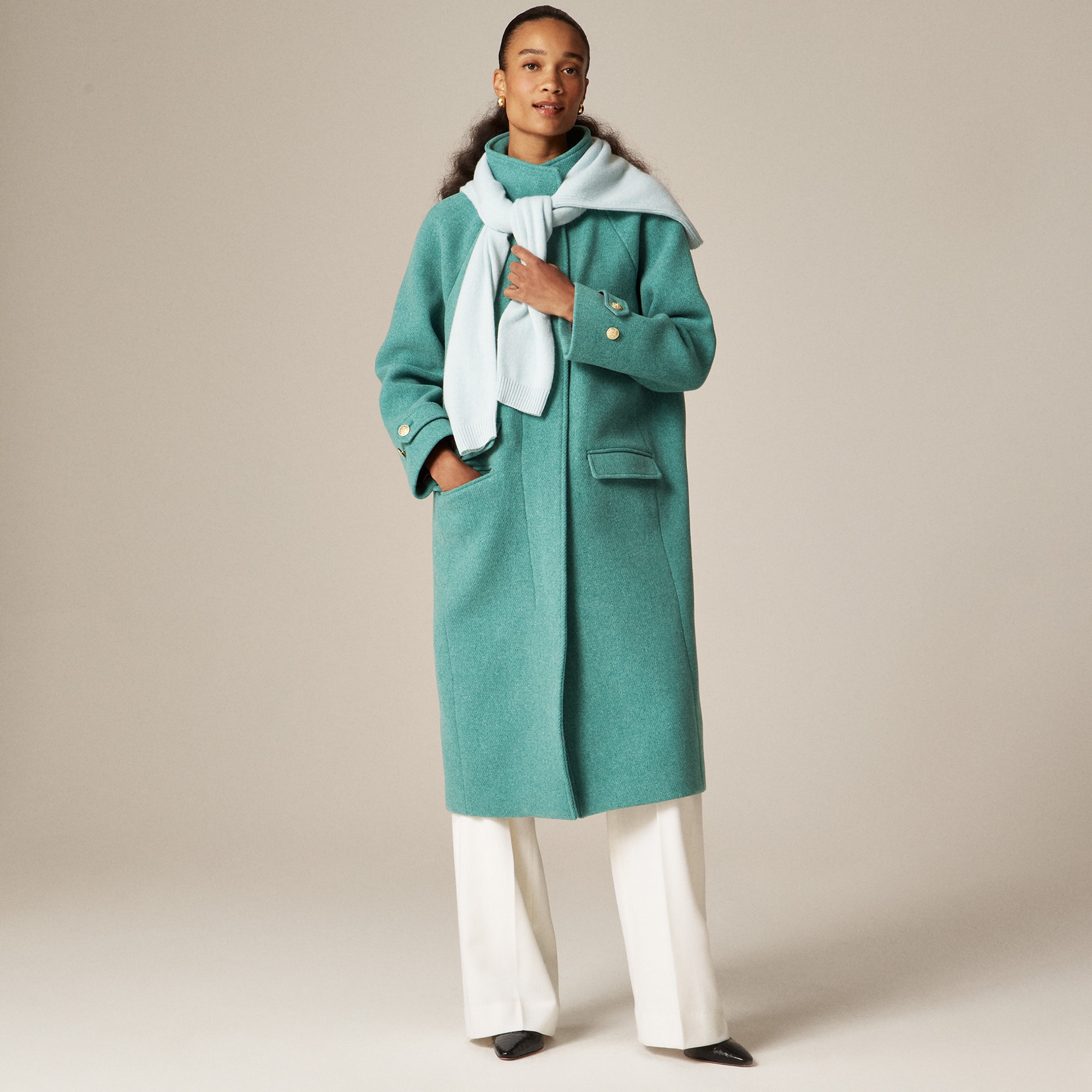  Long Toscana coat in Italian stadium-cloth wool blend