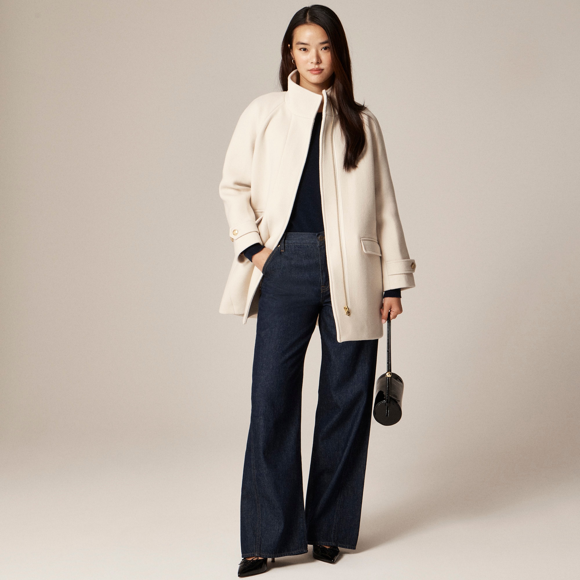 womens Toscana coat in Italian stadium-cloth wool blend