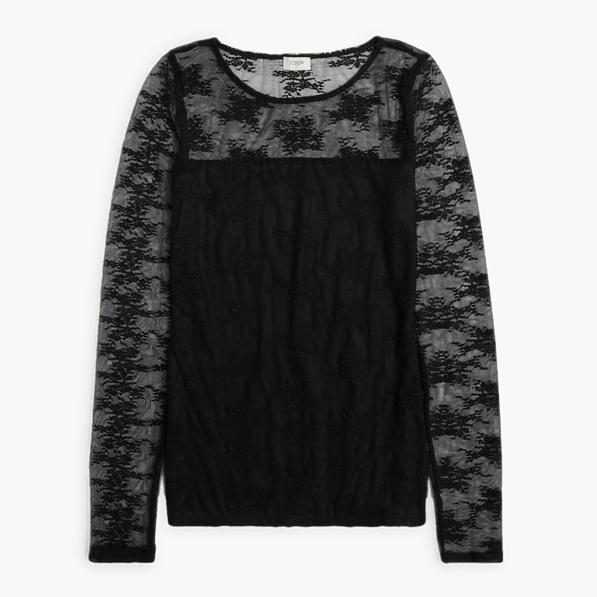Long-sleeve lace-lined top