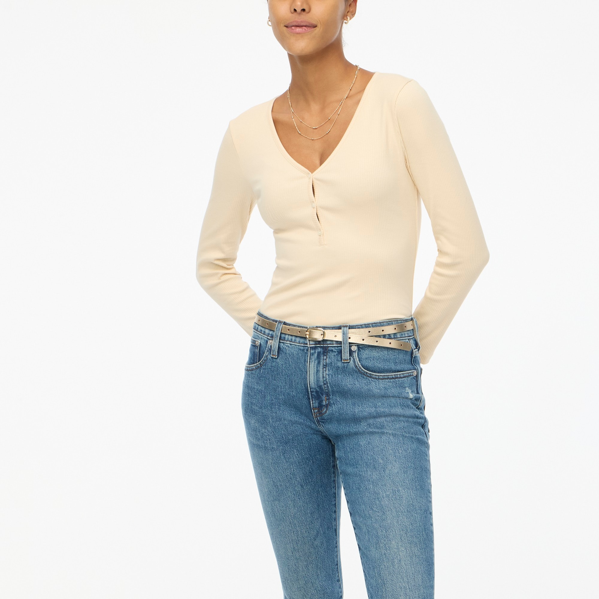 Long-sleeve button henley