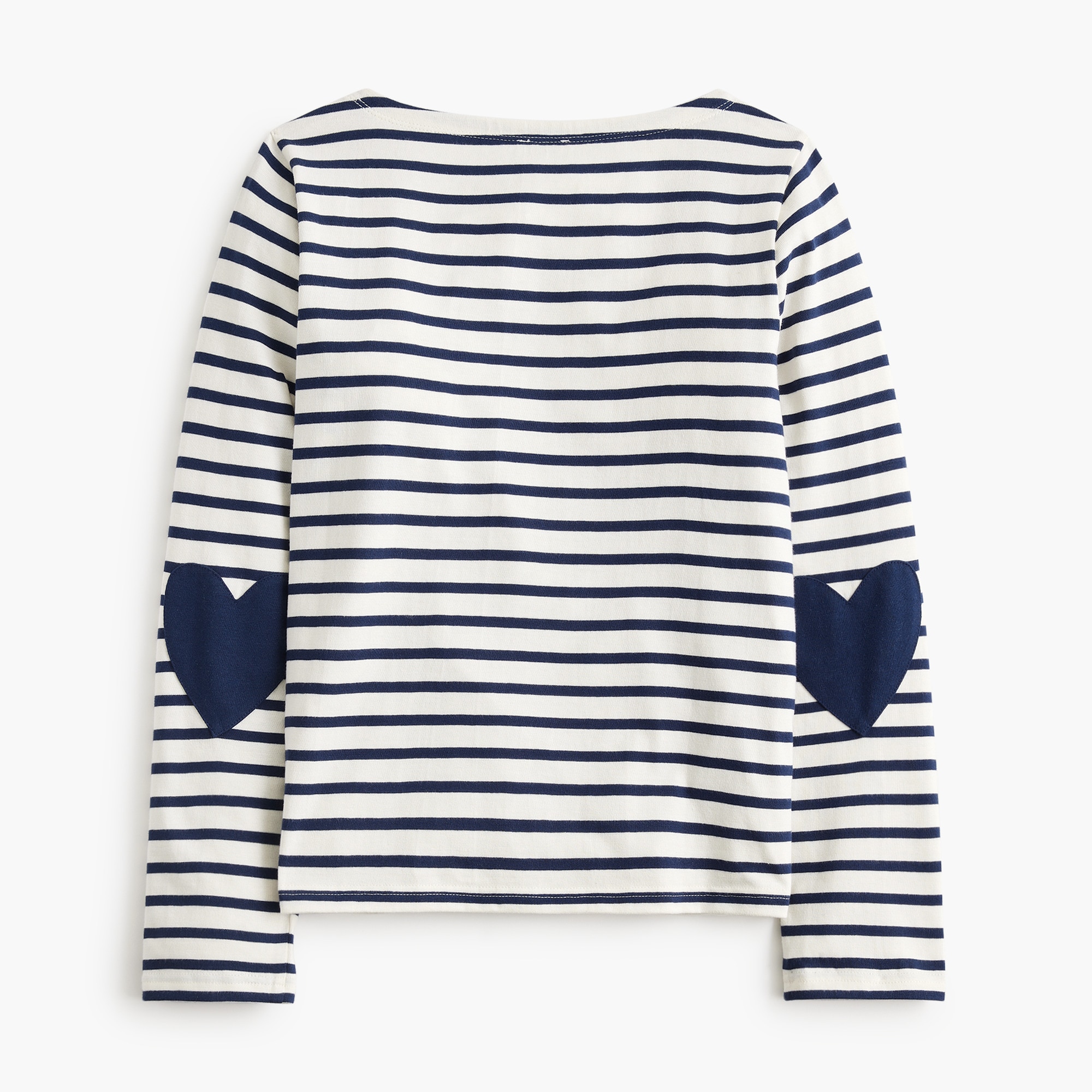 Boatneck striped top with heart elbow patches
