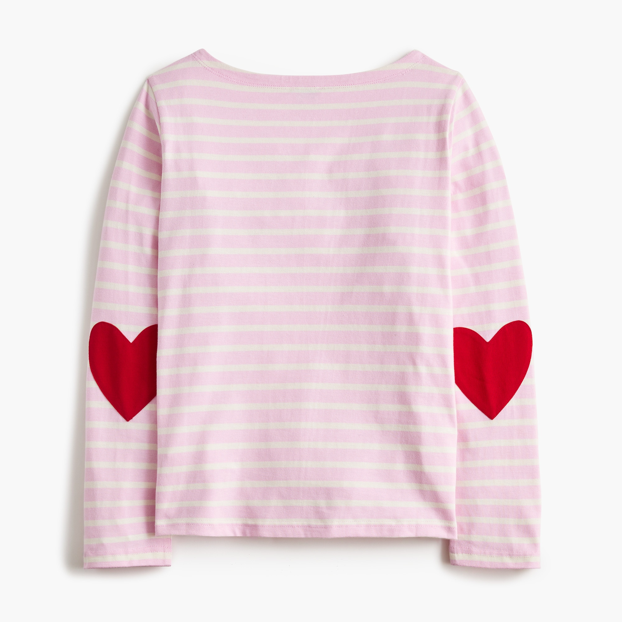 Boatneck striped top with heart elbow patches